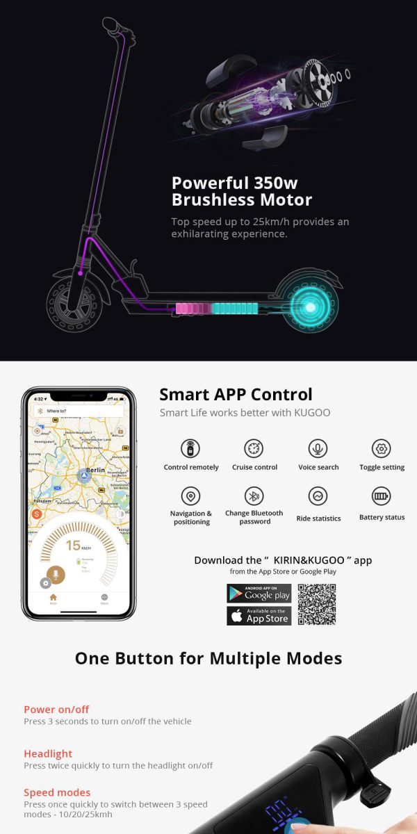 Kugoo Kirin S1PRO Elektromos Roller 350W