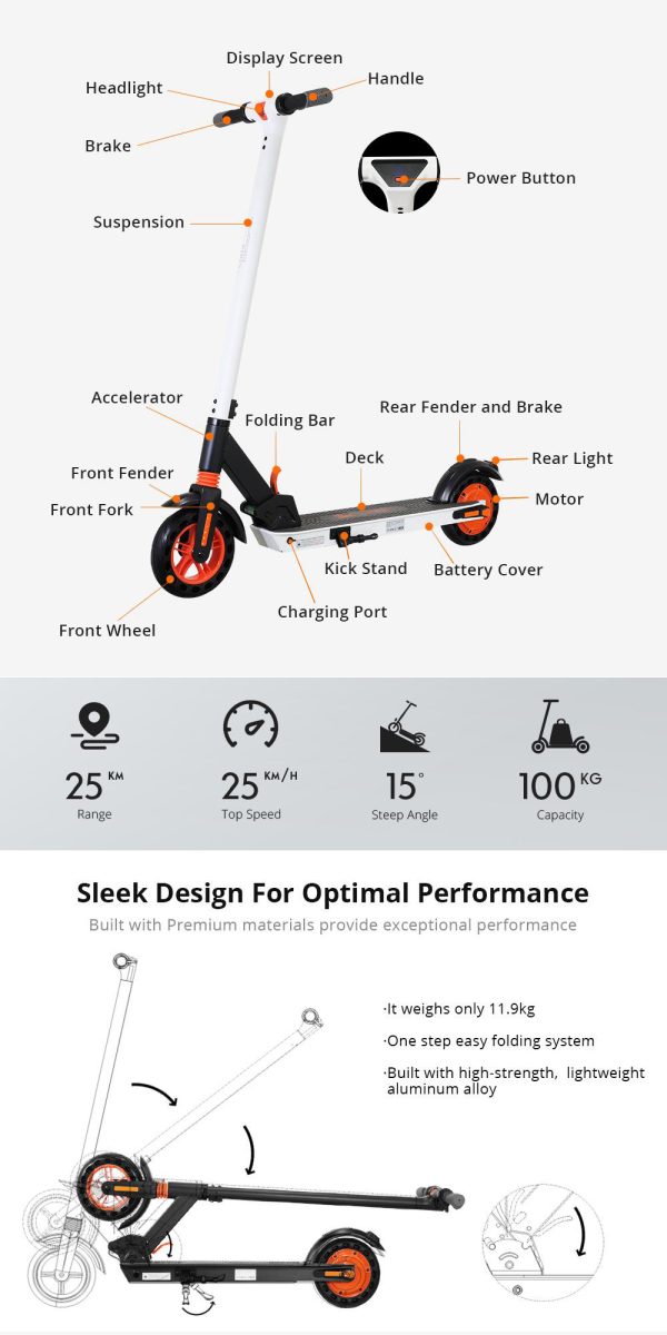 Kugoo Kirin S1PRO Elektromos Roller 350W