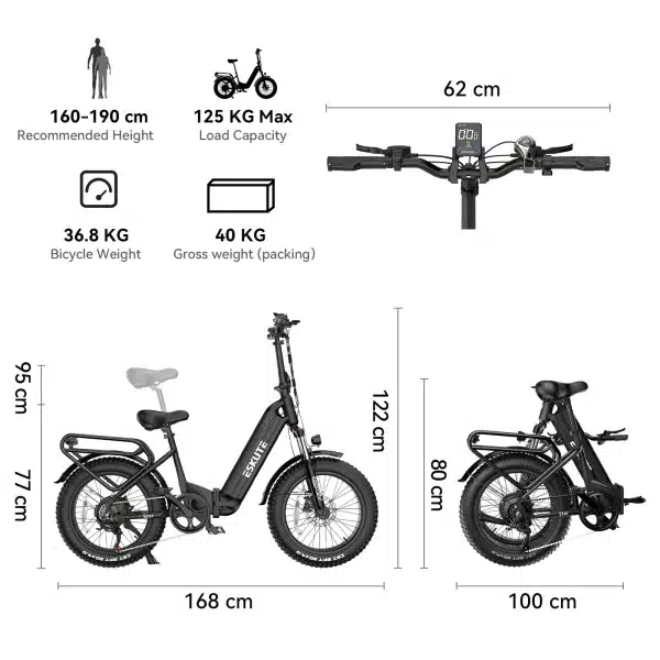 ESKUTE ES 20 LJXD Osszecsukhato Elektromos Kerekpar meretek