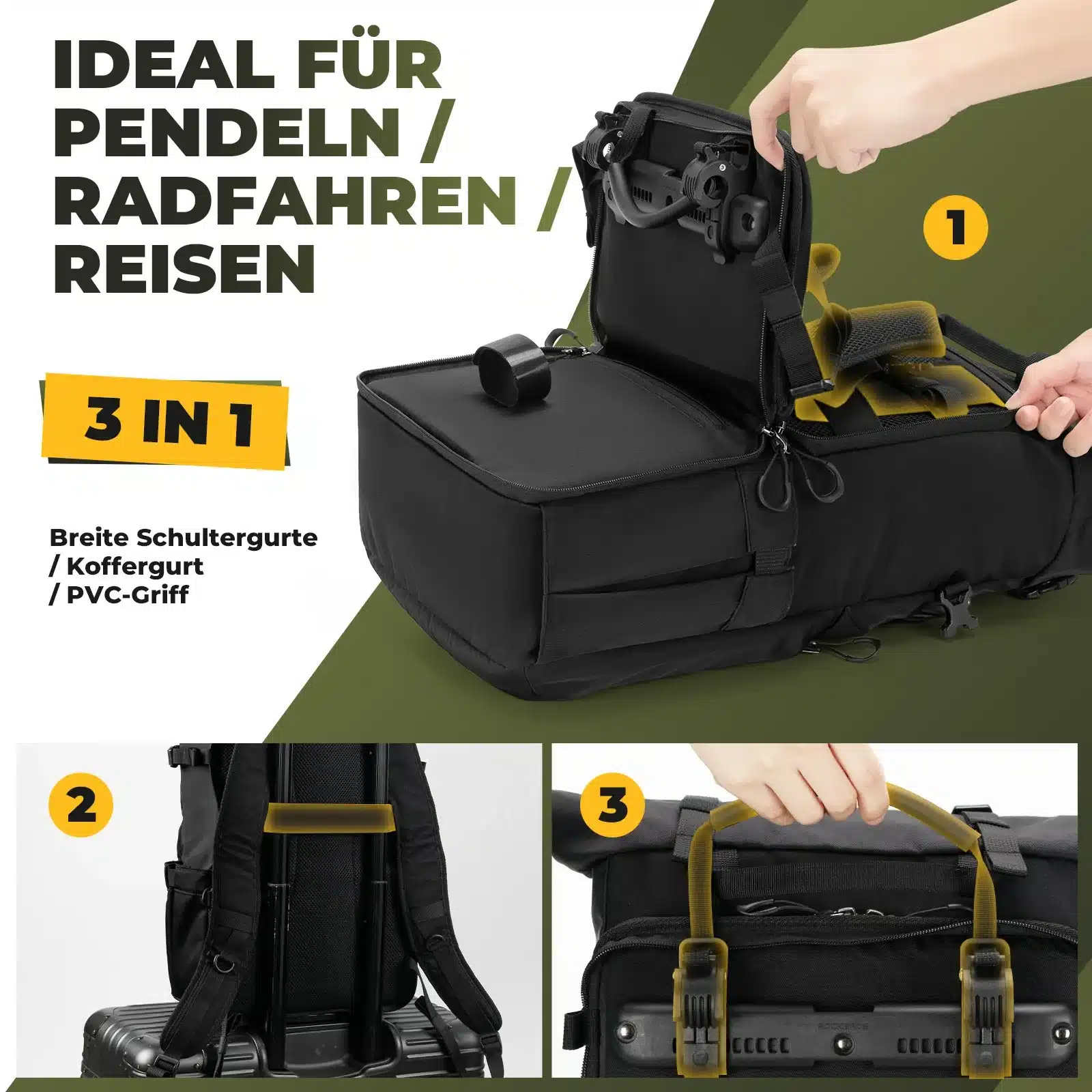 3in1 Fahrradtasche für Gepäckträger 11 16L Volumen 477fefddd01b
