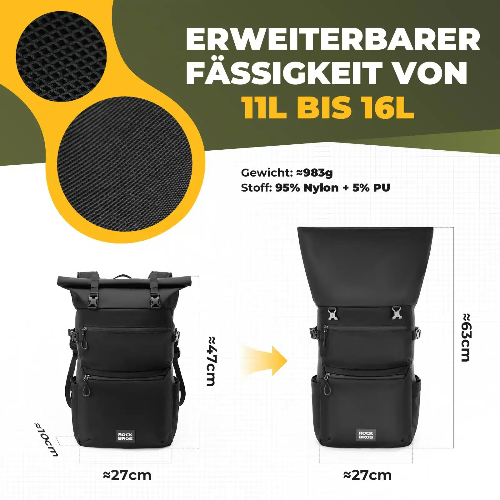 3in1 Fahrradtasche für Gepäckträger 11 16L Volumen 47e96965b784