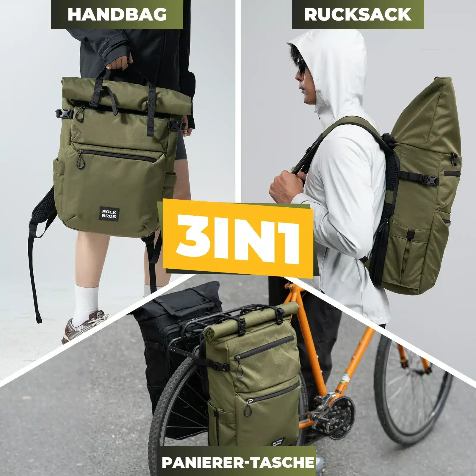 3in1 Fahrradtasche für Gepäckträger 11 16L Volumen e44e9ca451f9