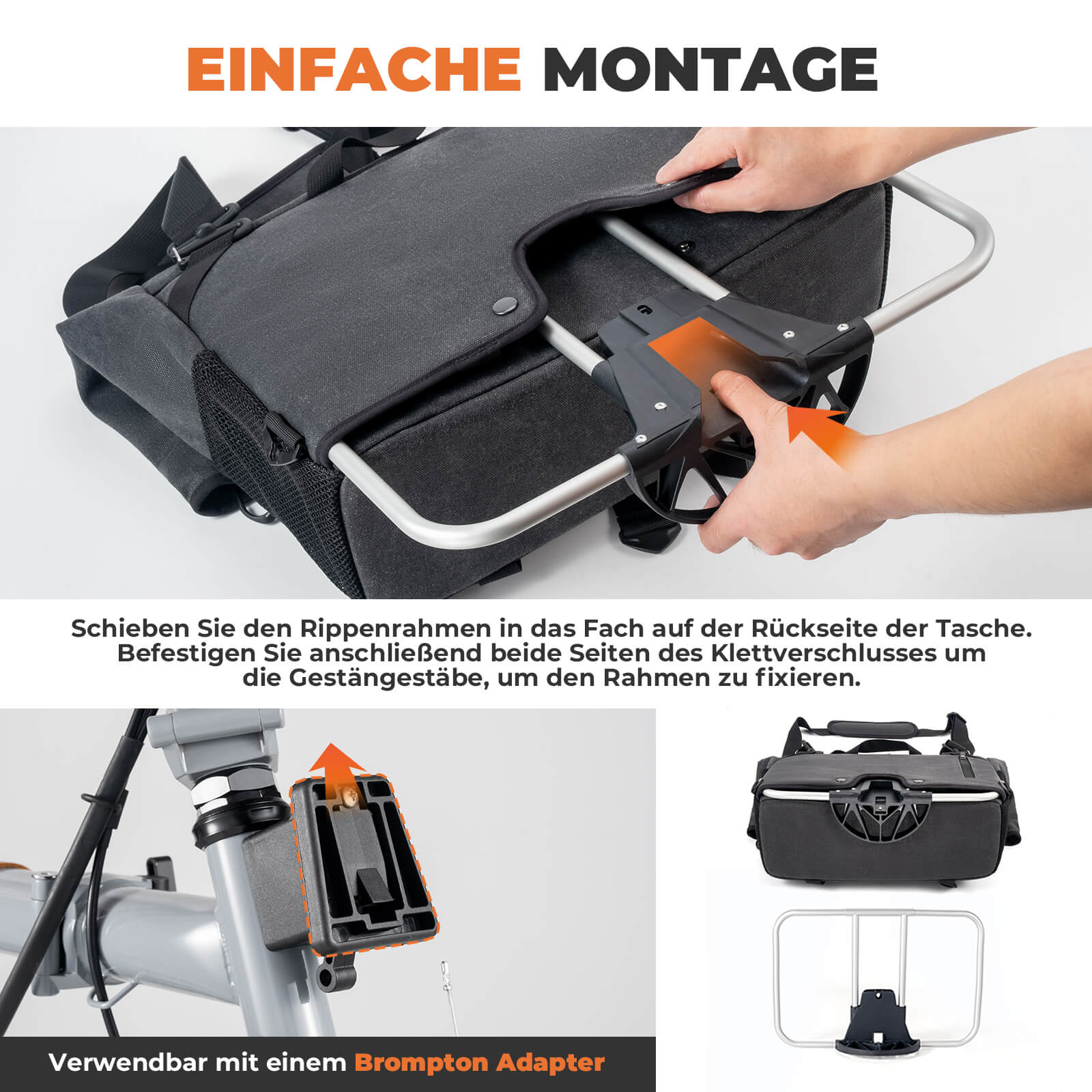 4 in 1 Fahrradtasche für Brompton Magnetverschluss 66b43d381df5