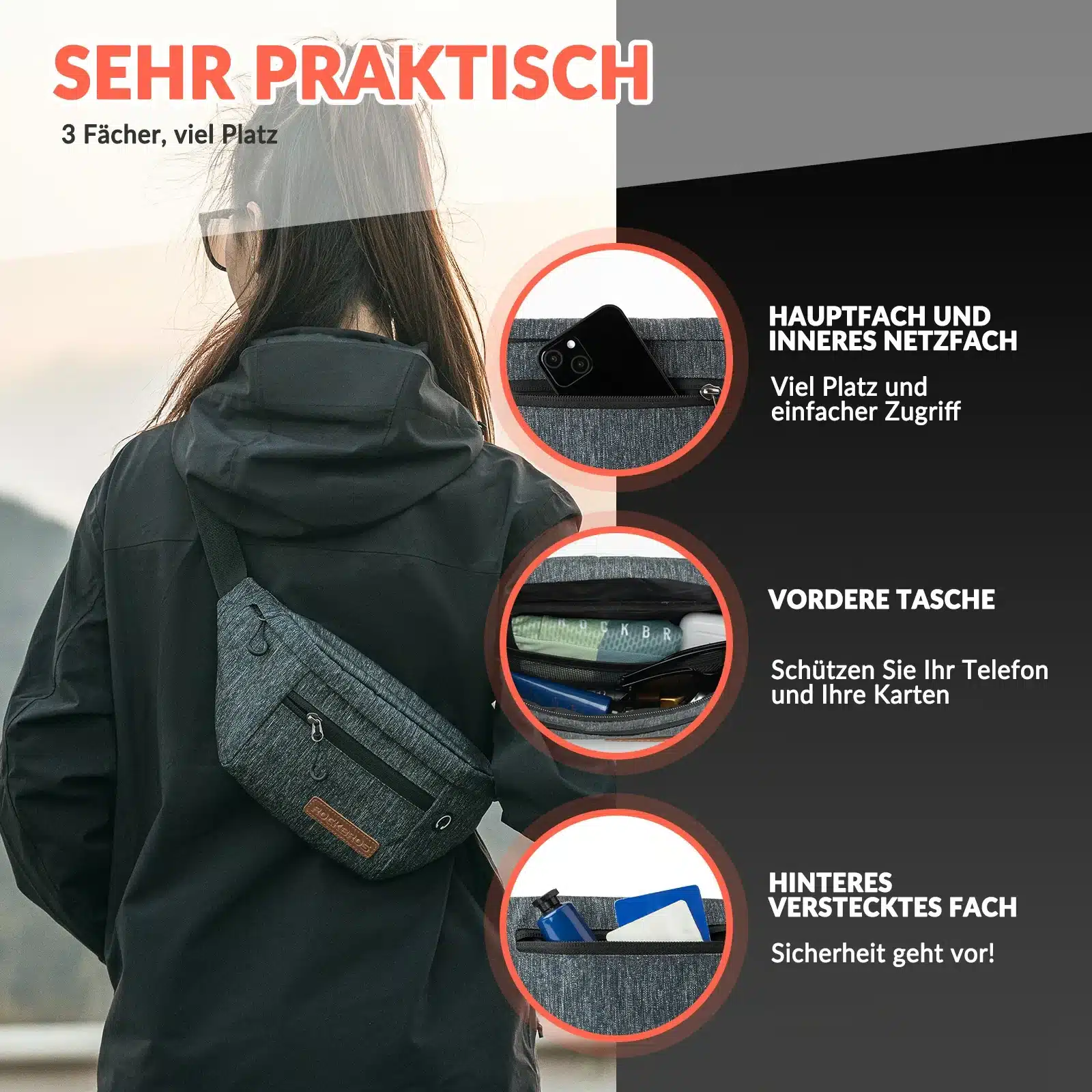 Bauchtasche 1 5L Gürteltasche mit Verstellbarem Gü 39ad075731be