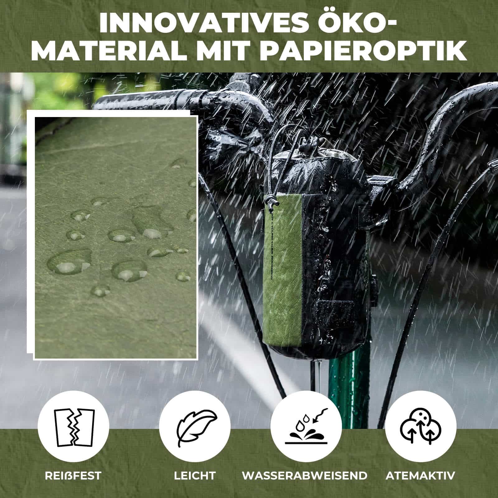 Bikepacking Feedbag Lenkertasche 0 7 L Schwarz Grü 1ab394414b72