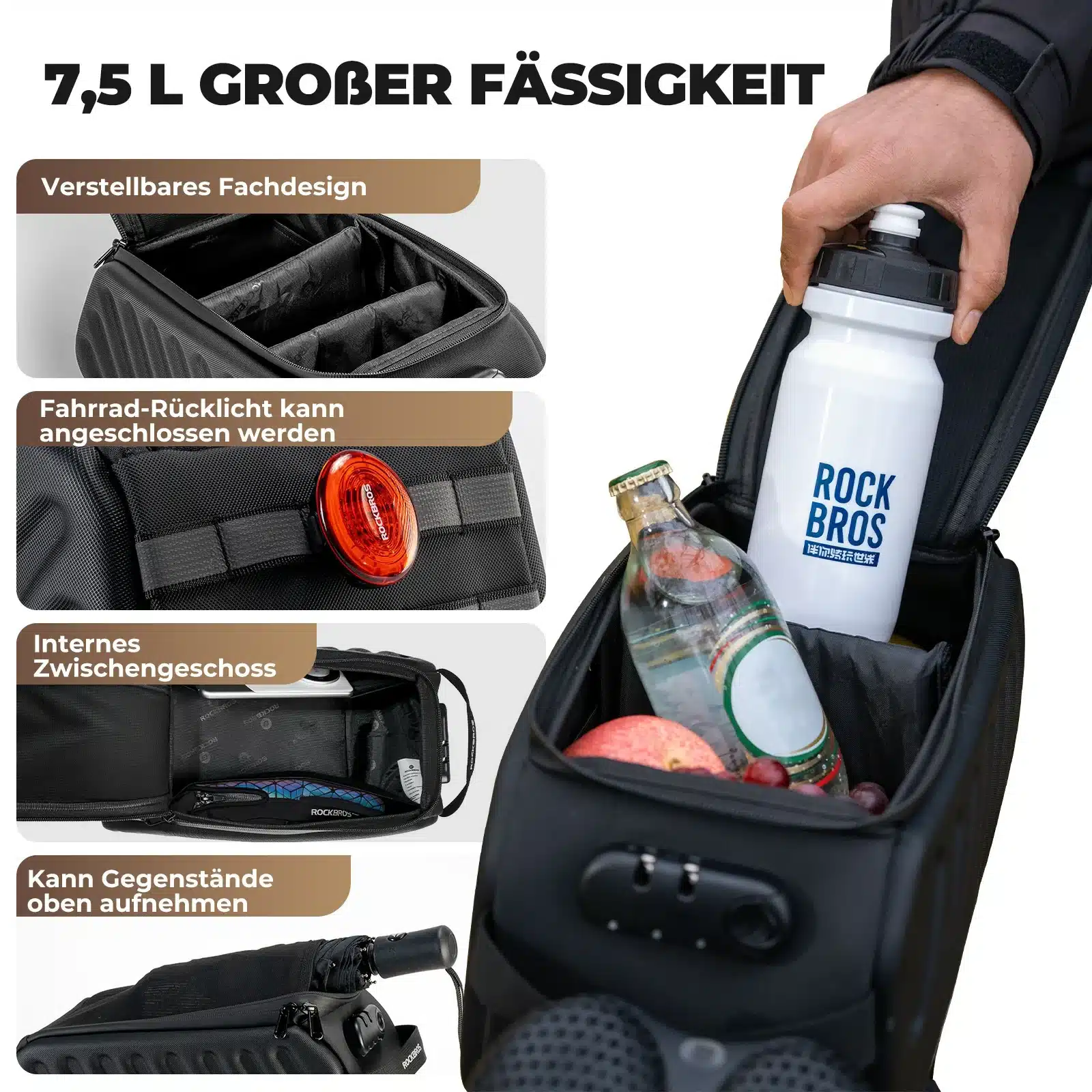 Fahrrad Gepäckträgertasche 7 5L mit doppelt gesich 1fe51a403f60