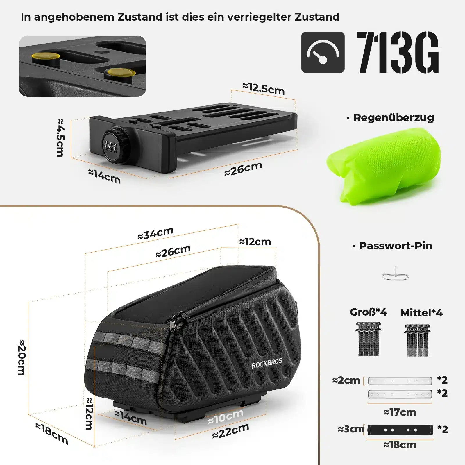 Fahrrad Gepäckträgertasche 7 5L mit doppelt gesich 4fbe66deeb02