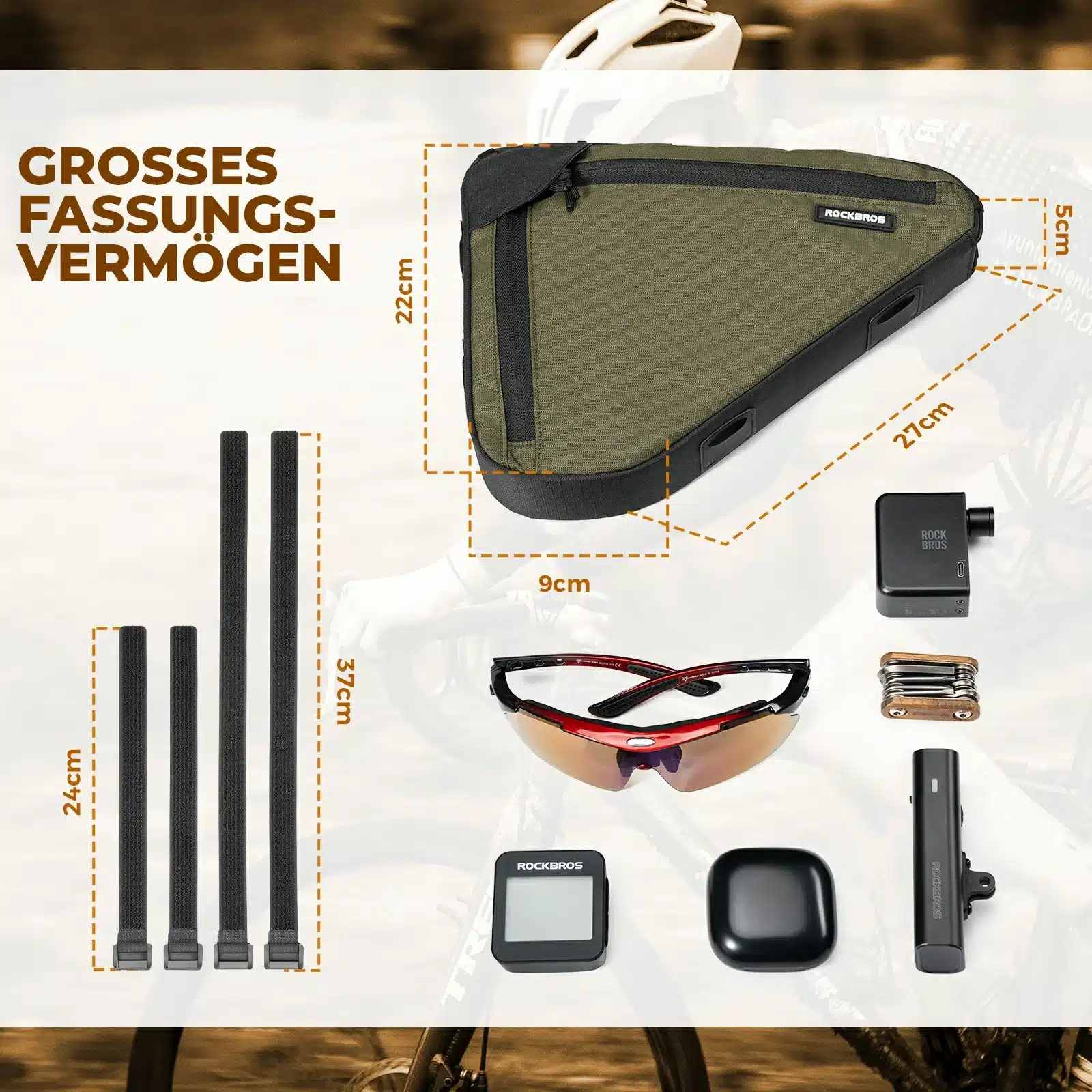 Fahrrad Rahmentasche mit Doppelseitiger Reißversch 4c5d18be5631