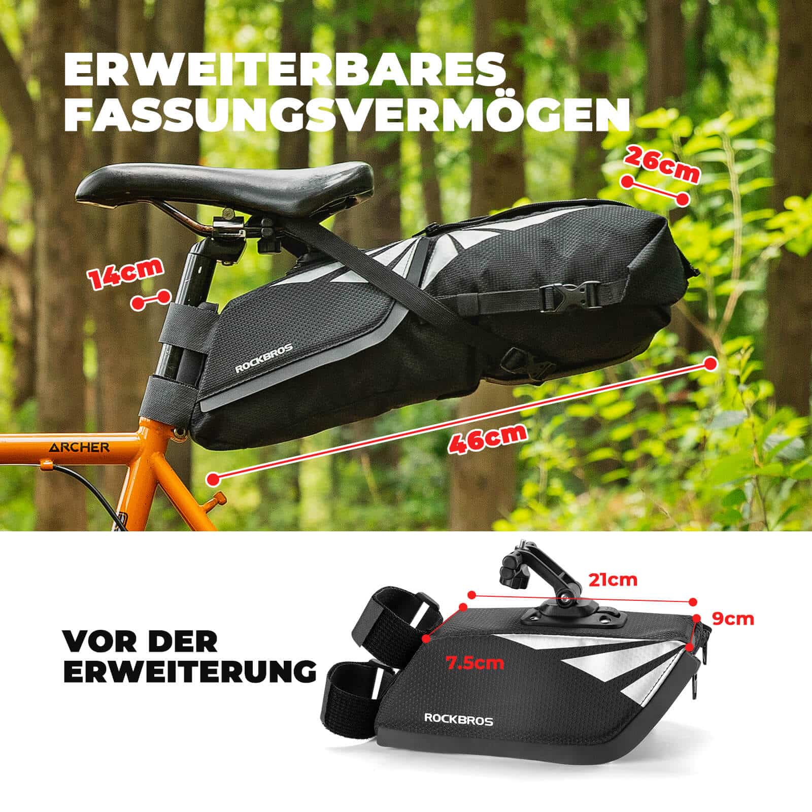 Fahrrad Satteltasche 100  Wasserdicht 8L mit Refle dce77448bcc1