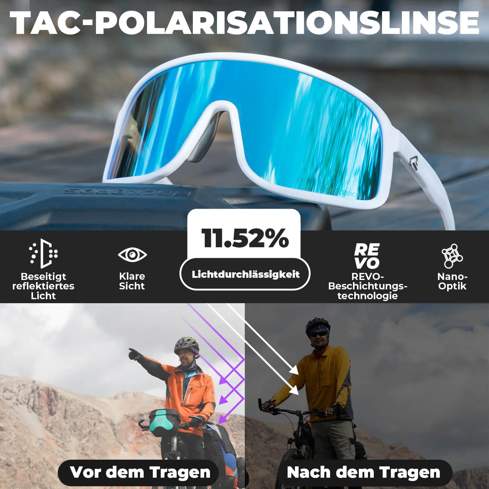 Fahrradbrille Polarisiert Sonnenbrille UV400 Schut 8b5d8a17272e