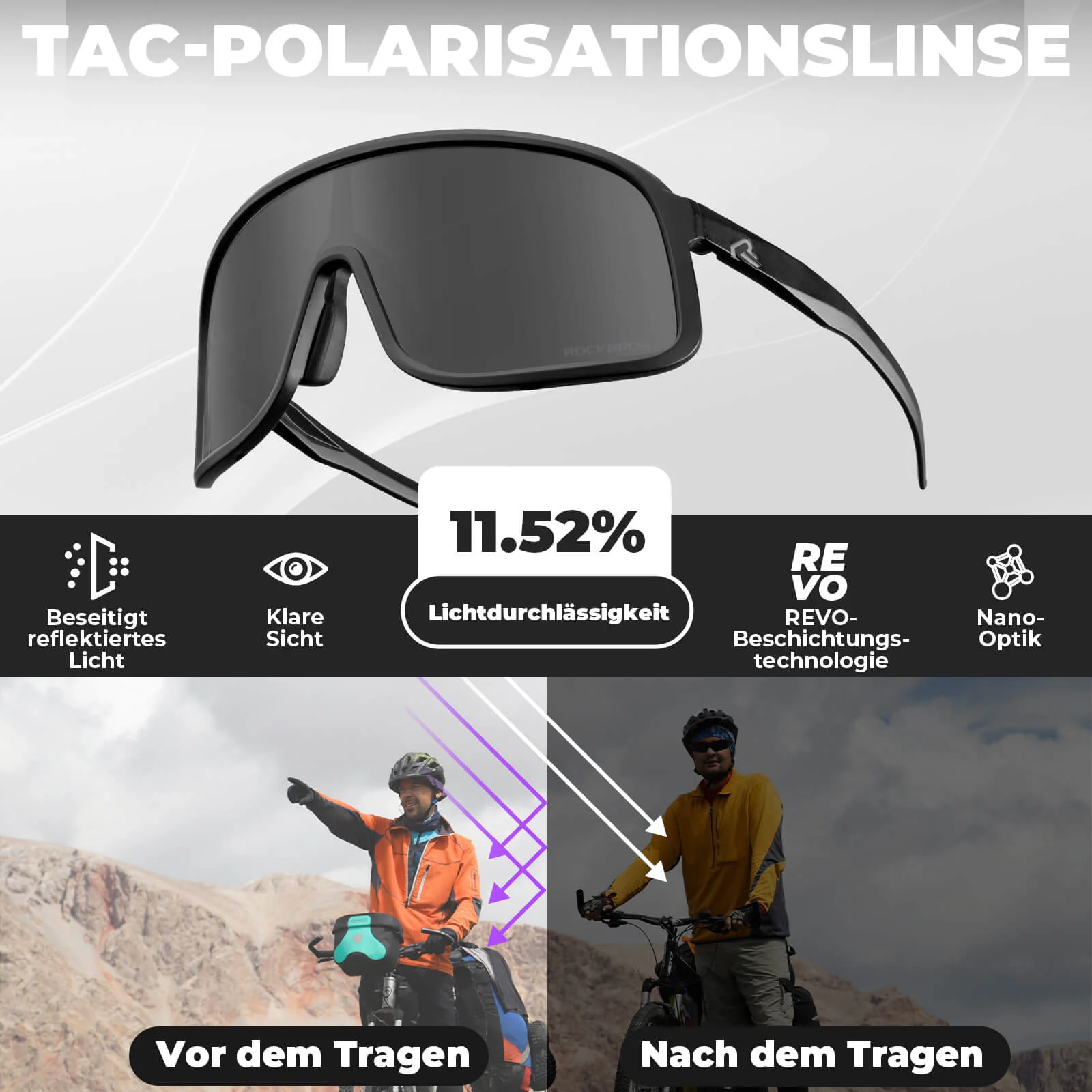 Fahrradbrille Polarisiert Sonnenbrille UV400 Schut a875cf317f46