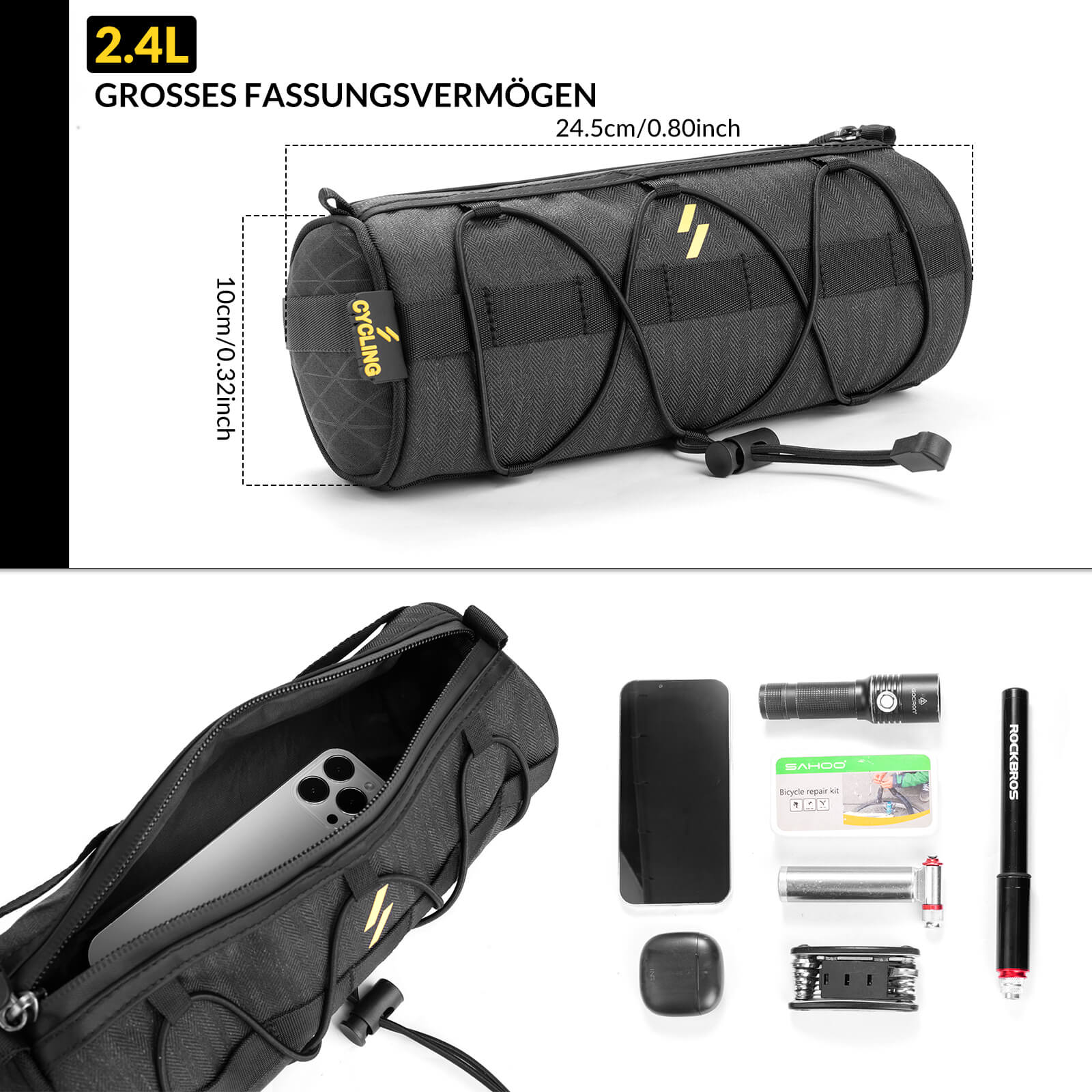 Lenkertasche 2 1L  mit Schultergurt für MTB  Rennr a39f7f139d4e
