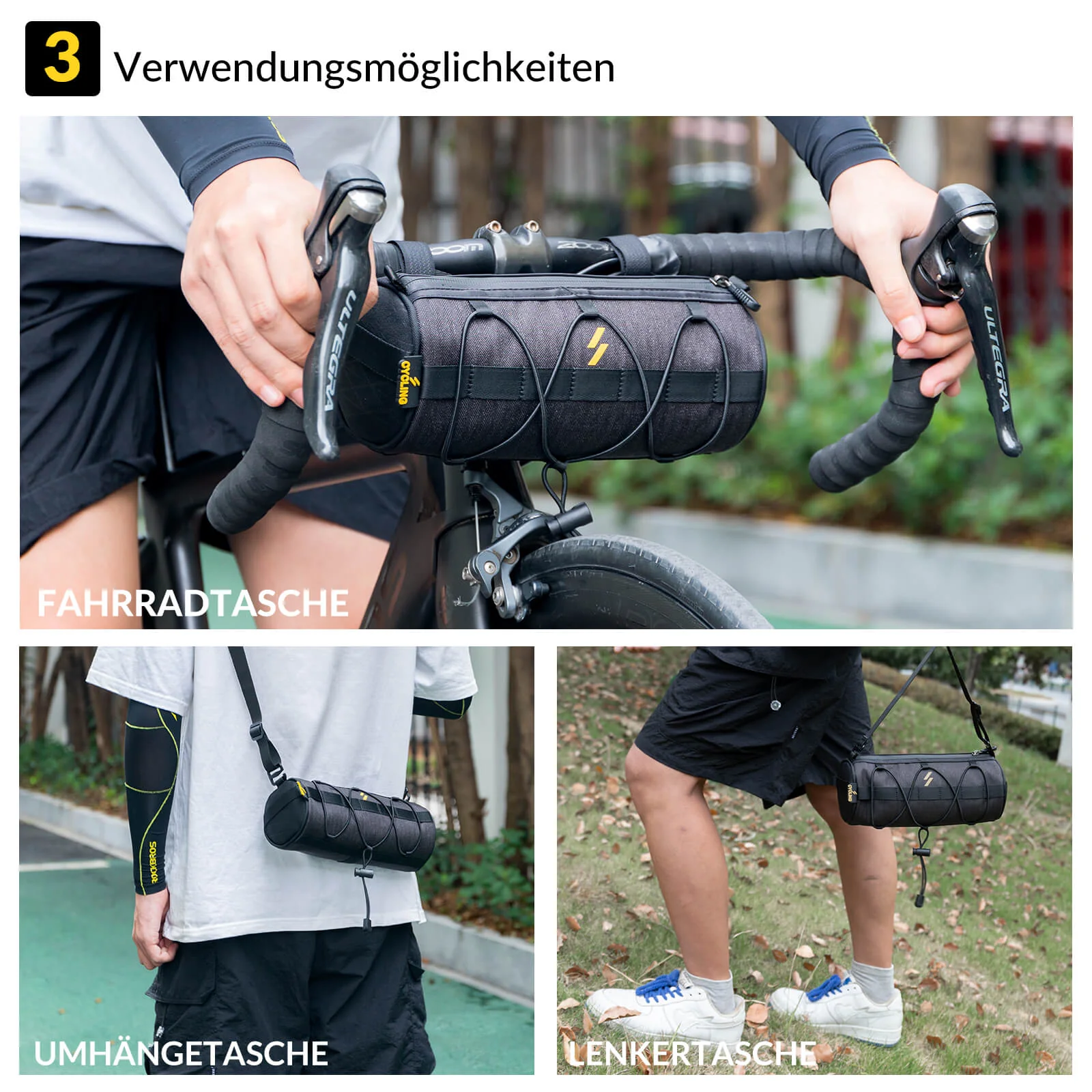 Lenkertasche 2 1L  mit Schultergurt für MTB  Rennr f930ec7dac5b