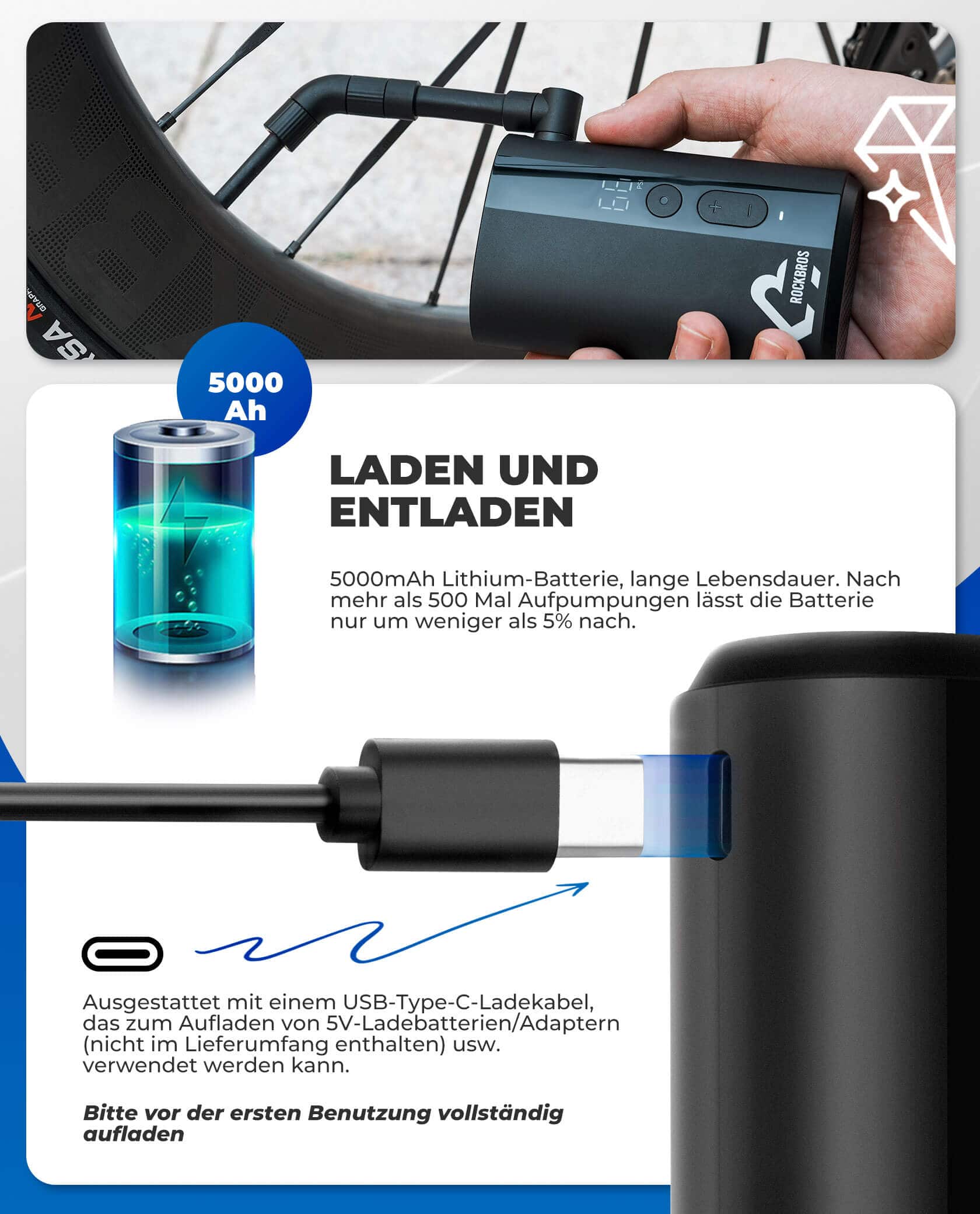 Mini Elektrische Akku Luftpumpe LED Anzeige 1da6bd85d8be