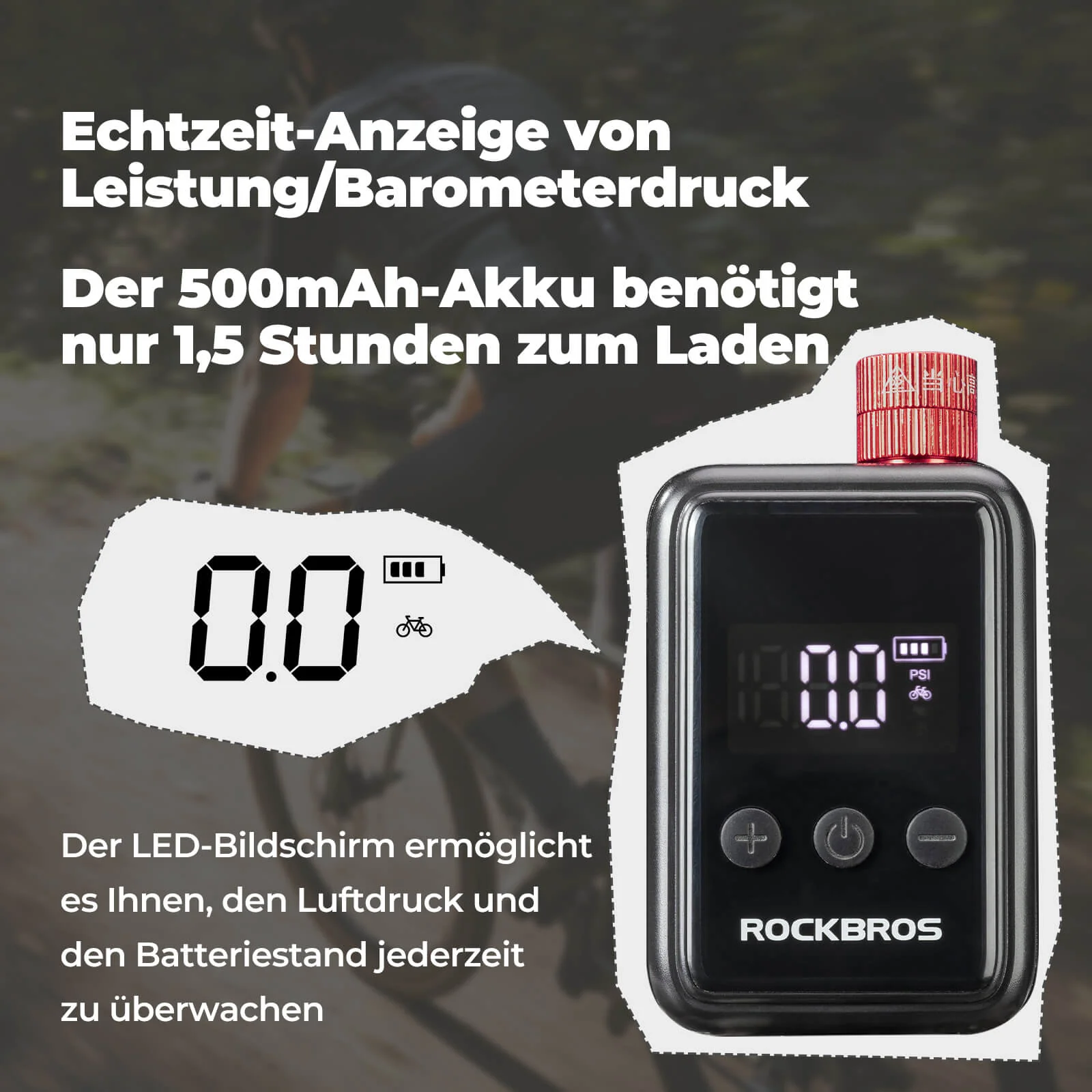 Mini Elektrische Fahrradpumpe LED Anzeige 8e70c5f44fbb