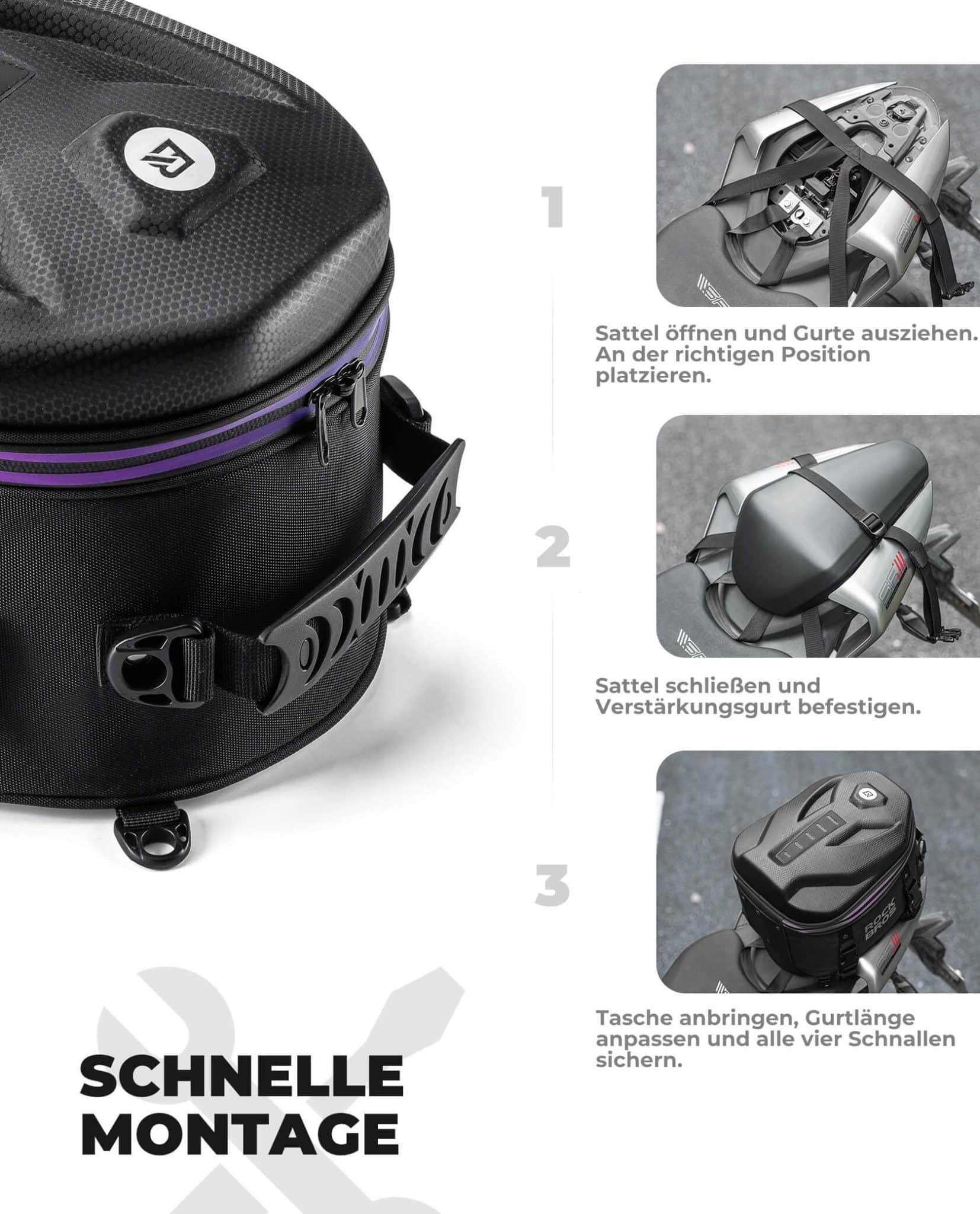 Motorrad Hecktasche Gepäcktasche 12 5L für Rücksit 01bf3bbe045d