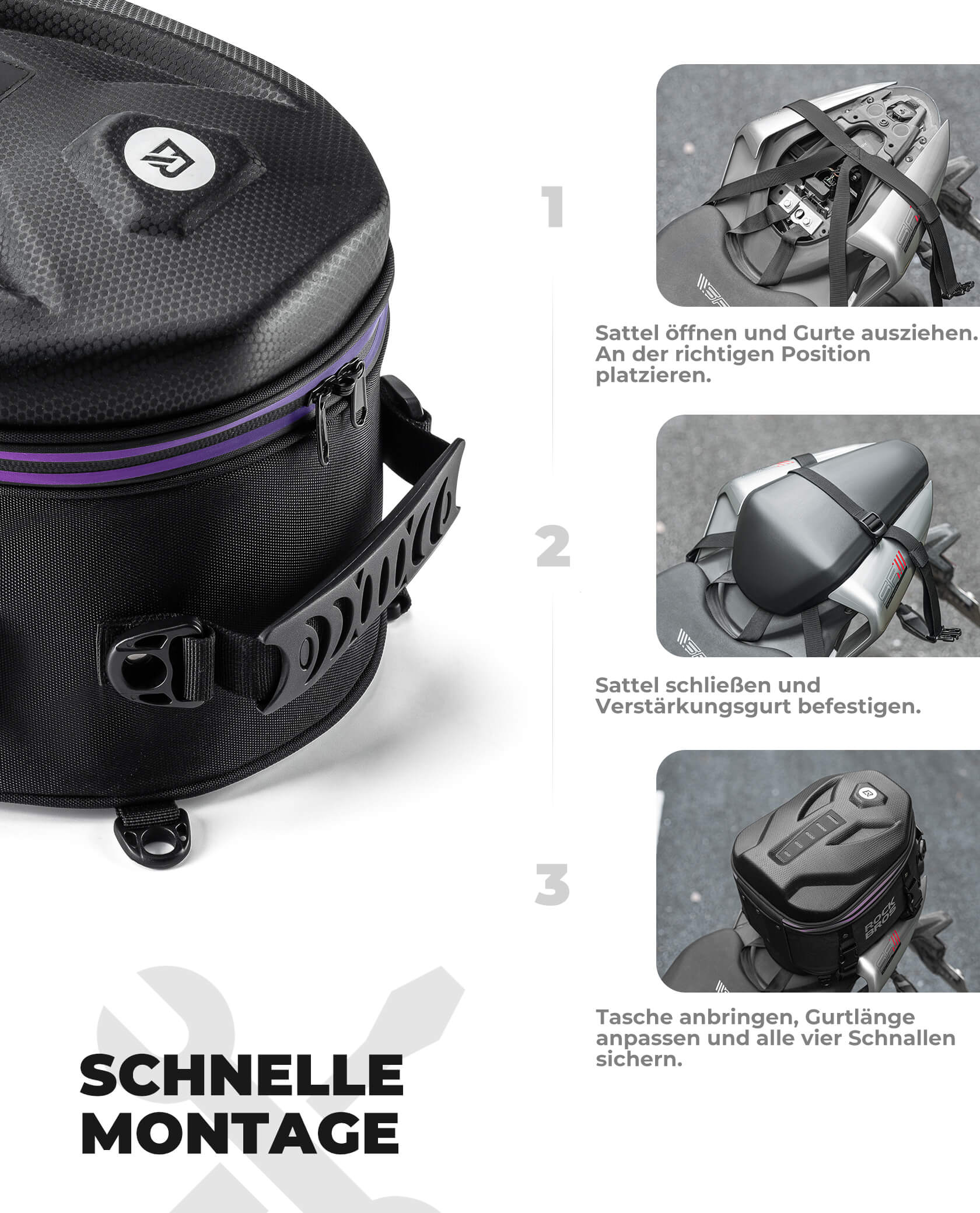 Motorrad Hecktasche Gepäcktasche 12 5L für Rücksit 01bf3bbe045d