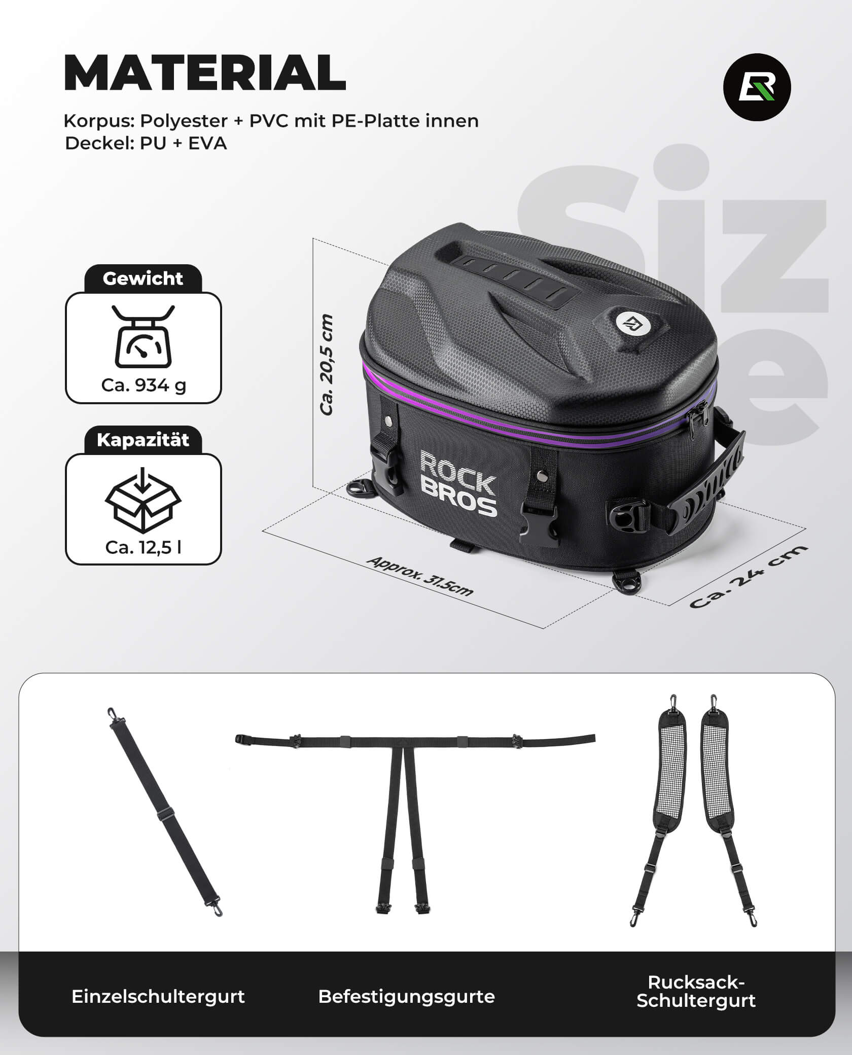 Motorrad Hecktasche Gepäcktasche 12 5L für Rücksit 4e4bdd413786