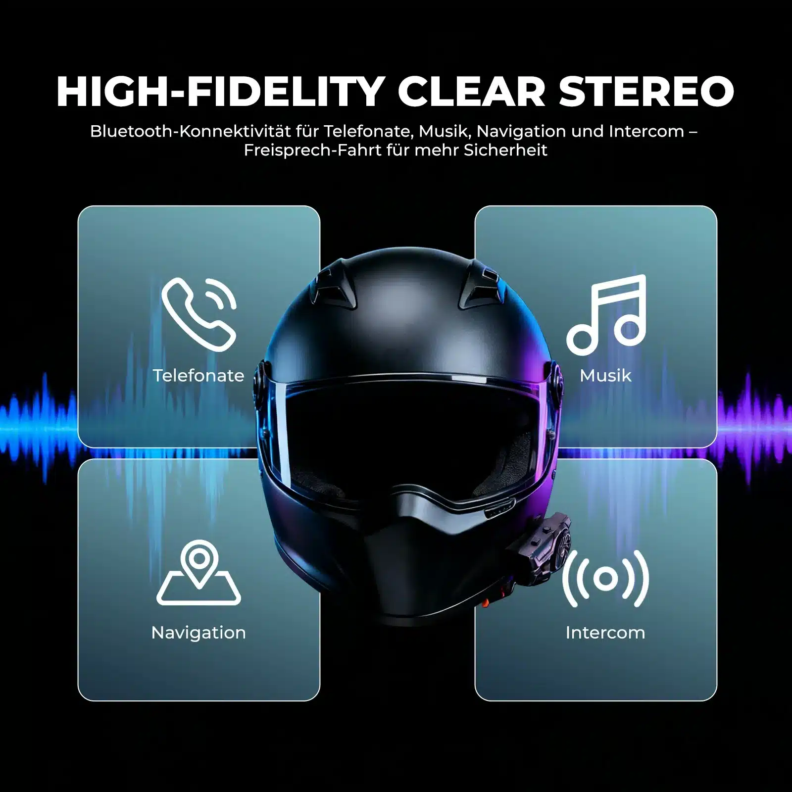 Motorrad Intercom Bluetooth Headsets mit Gegenspre 29c06d69dfd1