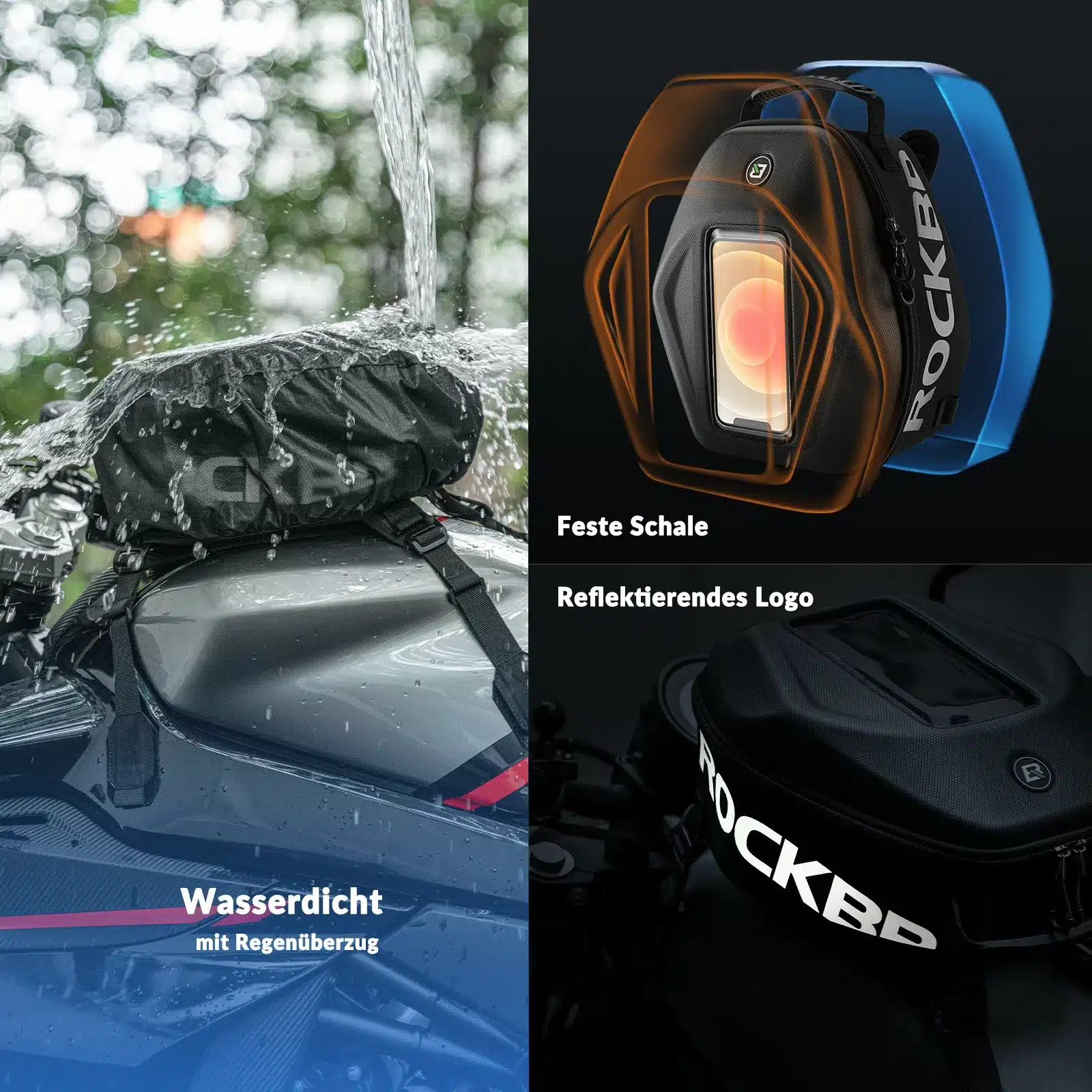 Motorrad Tankrucksack mit Regenschutz Abnehmbaren  257a46425851