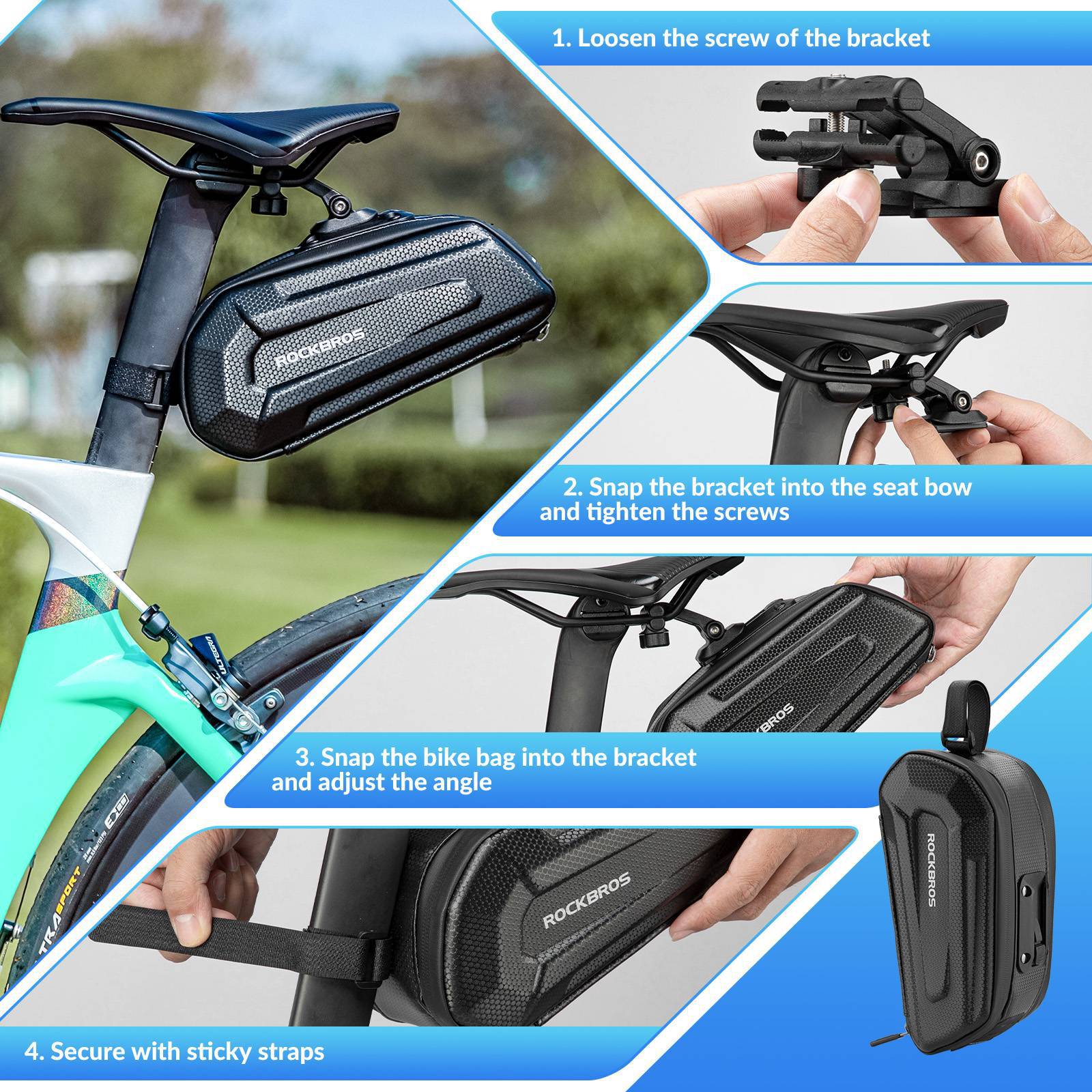 ROCKBROS 3D Hard Shell Bicycle Saddle Bag with Qui 41634e941940
