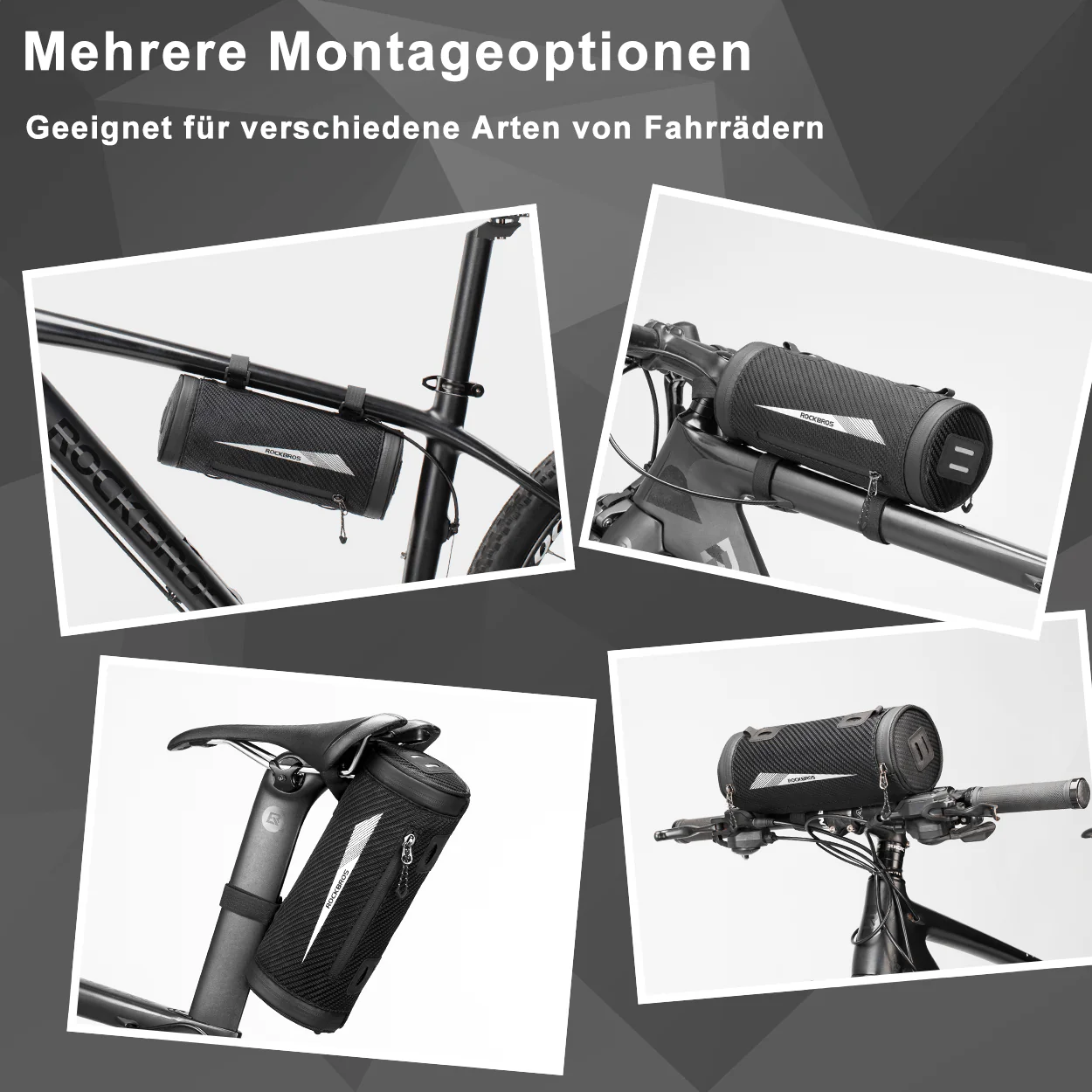 ROCKBROS 3 in 1 Practical Handlebar Bag Cylindrica 1be6164fce63