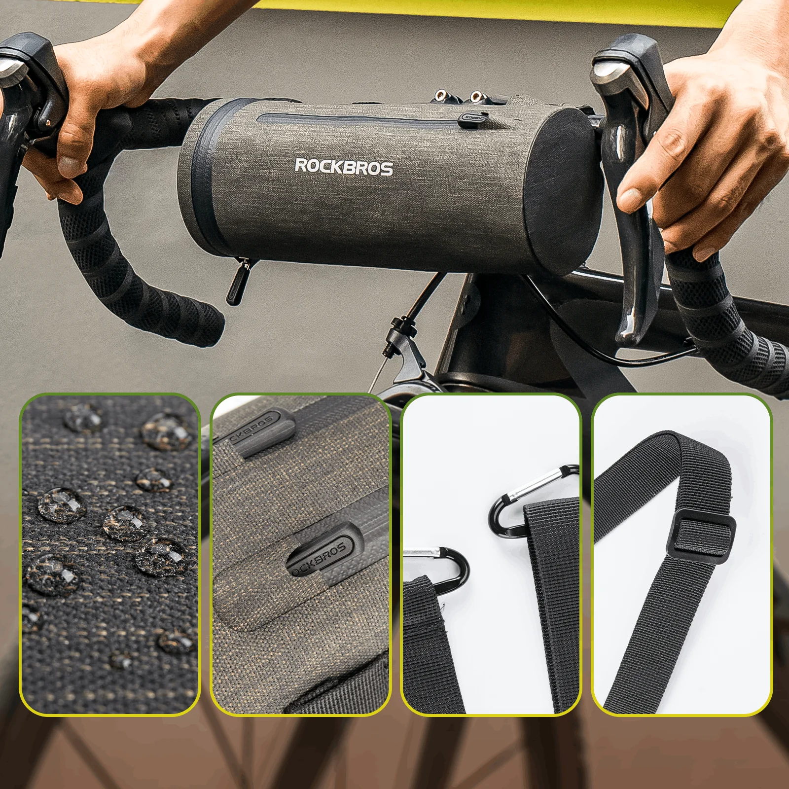 ROCKBROS 3 in 1 Waterproof Handlebar Bag Cylindric b24a7fd1e227