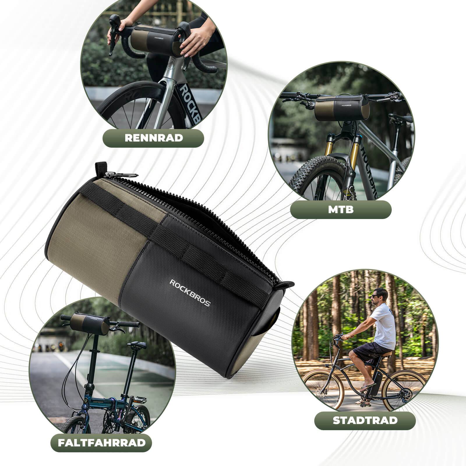 ROCKBROS Bicycle Bag Cylindrical Handlebar Bag 1 7 0a55ec19d4b7