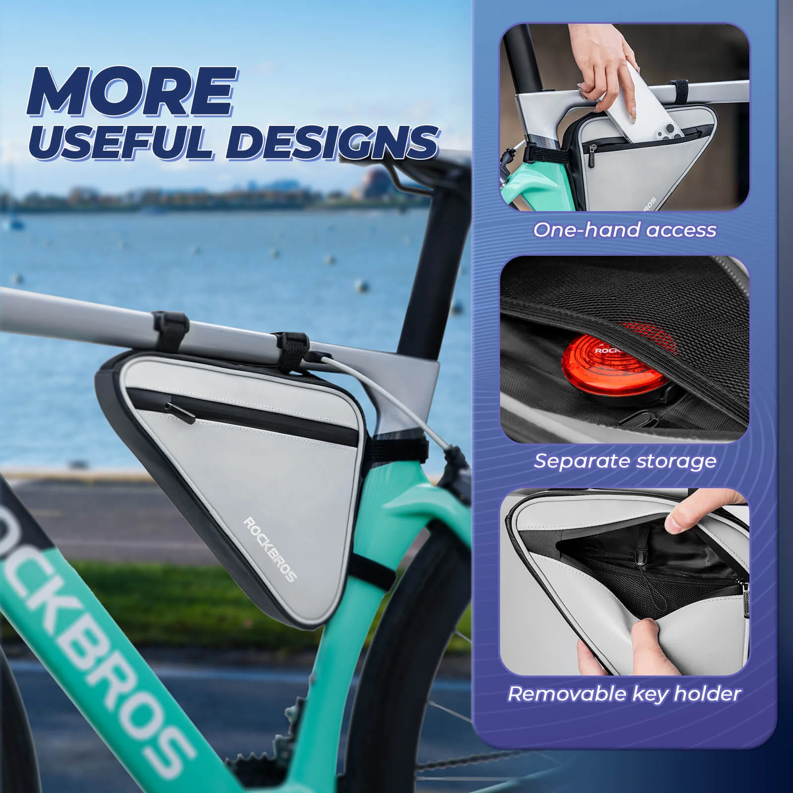 ROCKBROS Bicycle Bag Reflective Frame Bag Triangle b39112c7c3b6