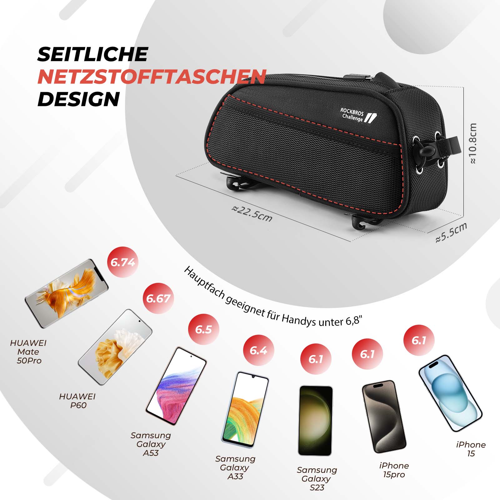 ROCKBROS Bicycle Frame Bag 1 3L MTB Top Tube Bag B 6f2e39b3ab45