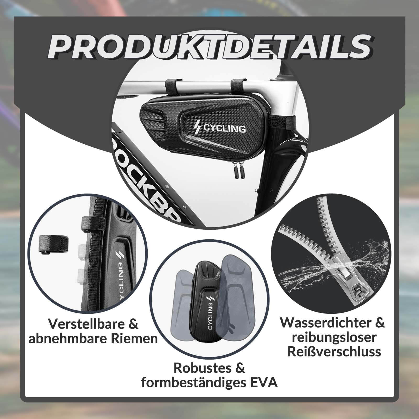 ROCKBROS Bicycle Frame Bag 1 5L Triangle Bag Water fa1f24848a48