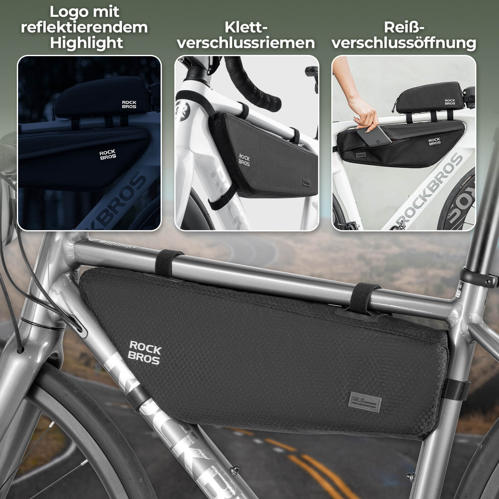 ROCKBROS Bicycle Frame Bag Triangle Bag Water Repe d9ae187ef37b