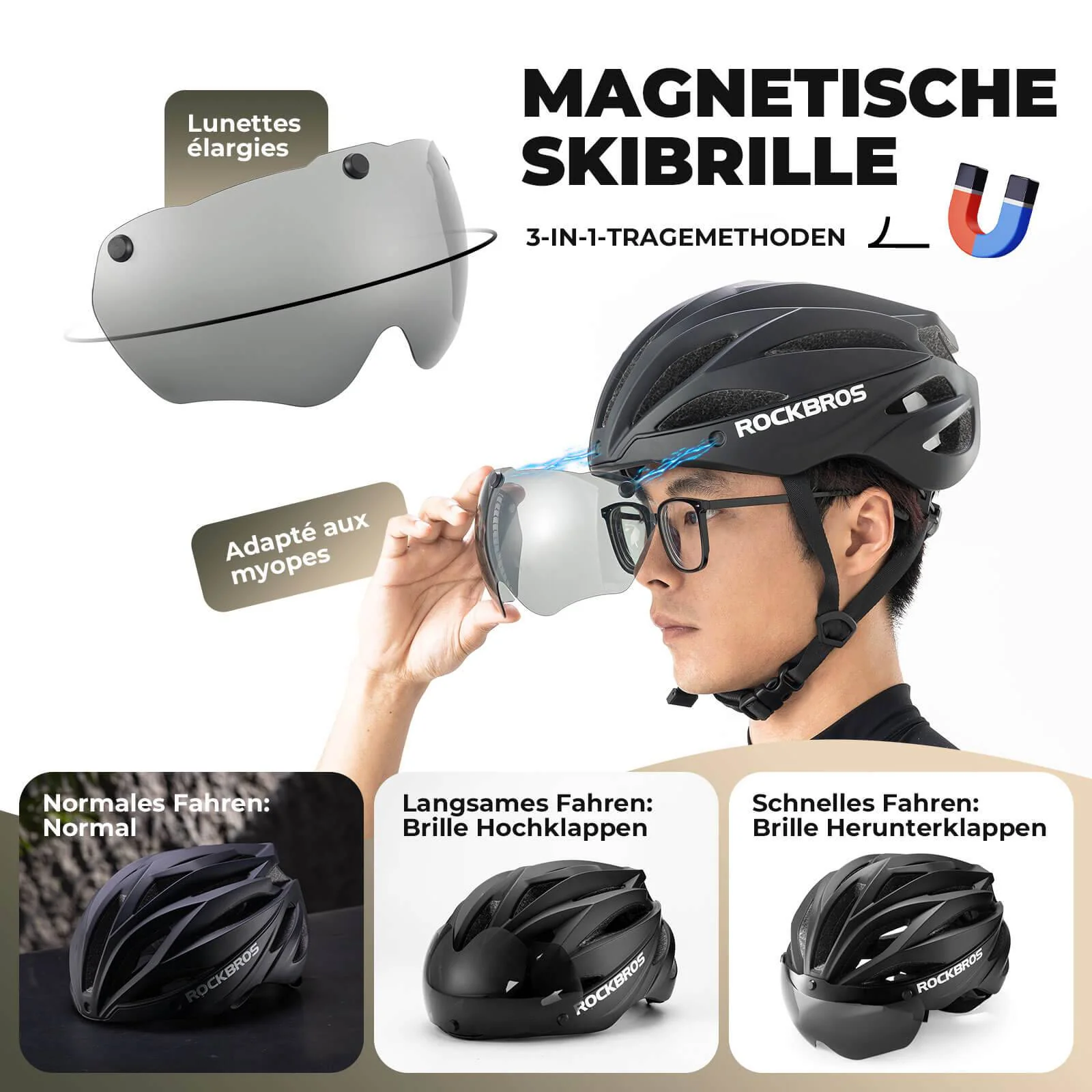 ROCKBROS Bicycle Helmet Magnetic Detachable MTB He d0c162c8c128