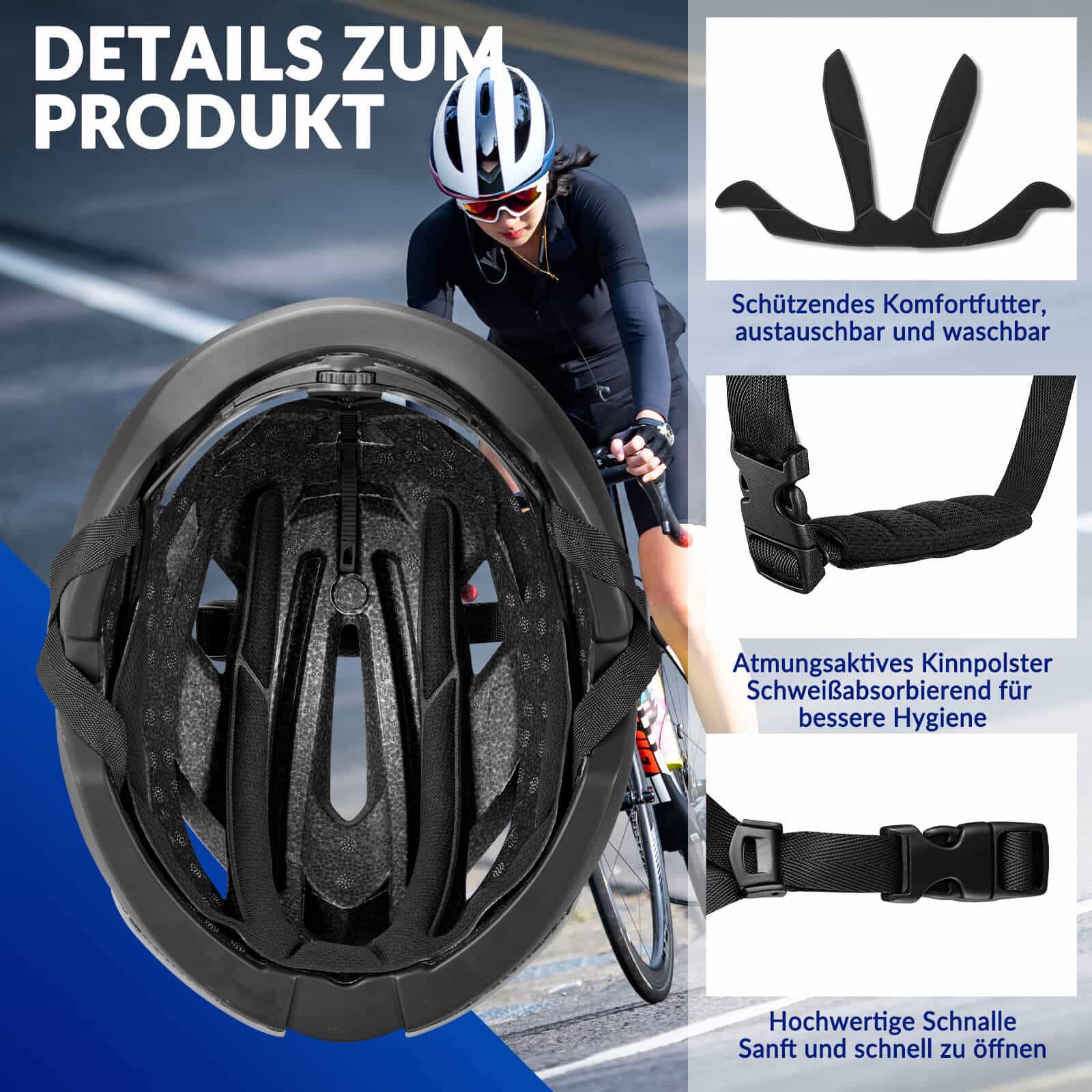 ROCKBROS Bicycle Helmet Road Bike Helmet Adjustabl 02923213b072