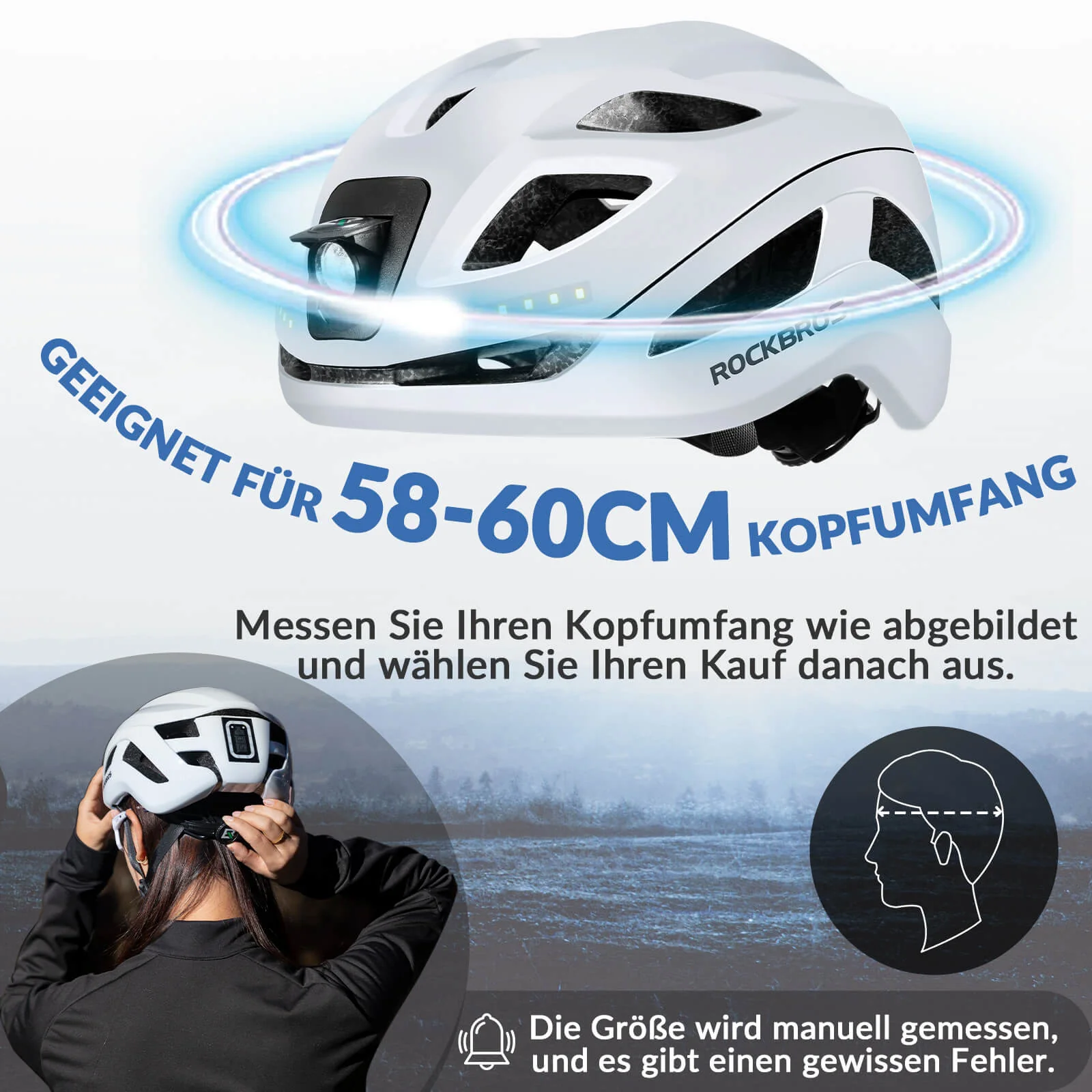 ROCKBROS Bicycle Helmet with Light  with USB 1800  36c05a38f5b9