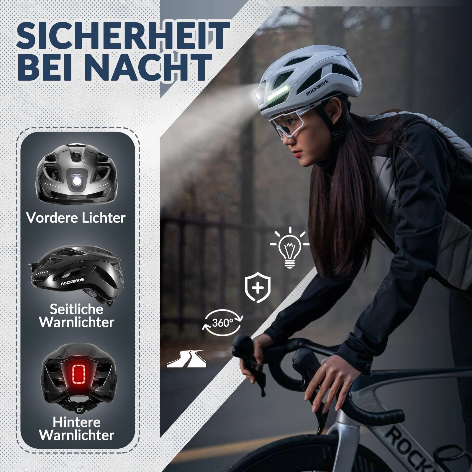 ROCKBROS Bicycle Helmet with Light  with USB 1800  4d4b954b8fd3