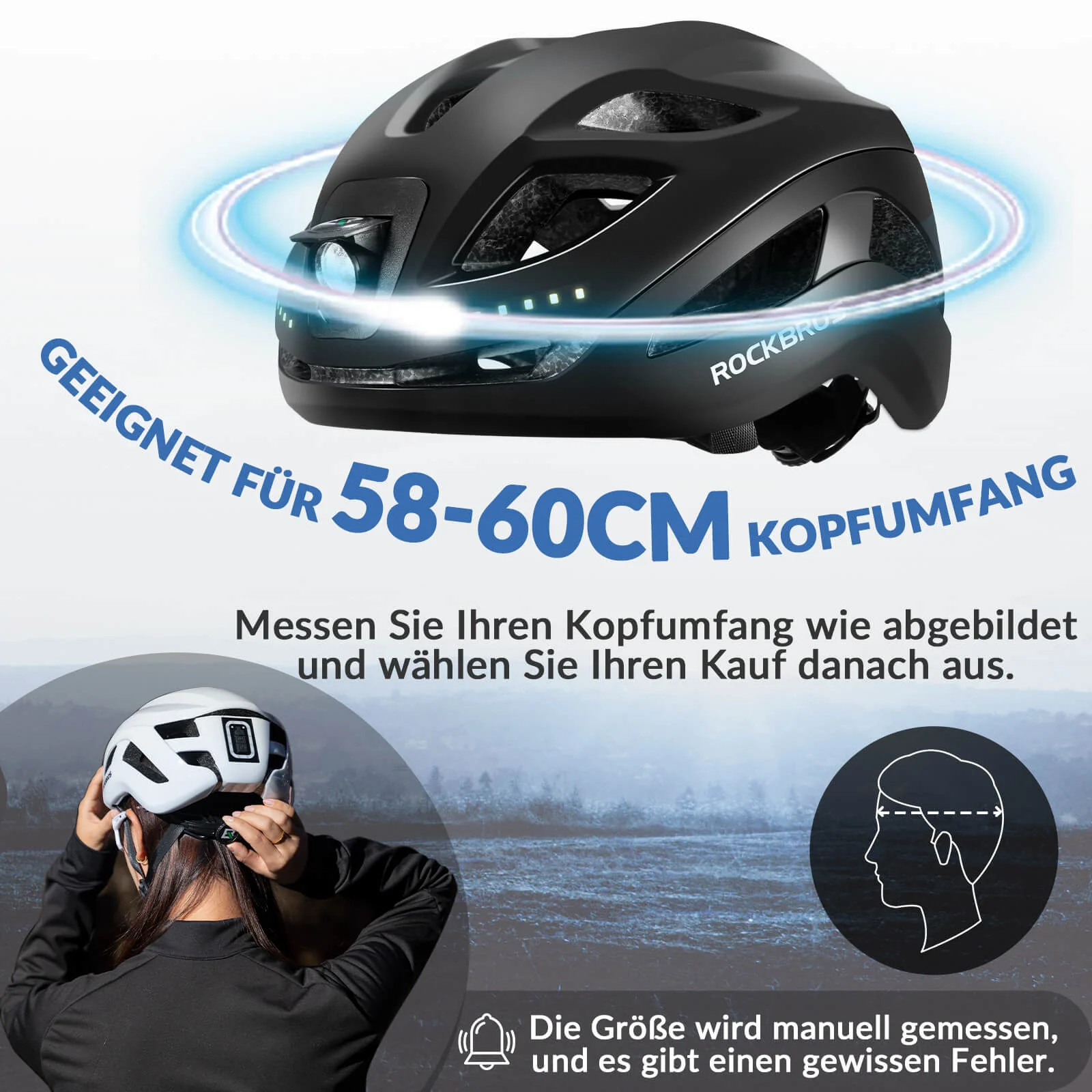 ROCKBROS Bicycle Helmet with Light  with USB 1800  50fb504cf3bd