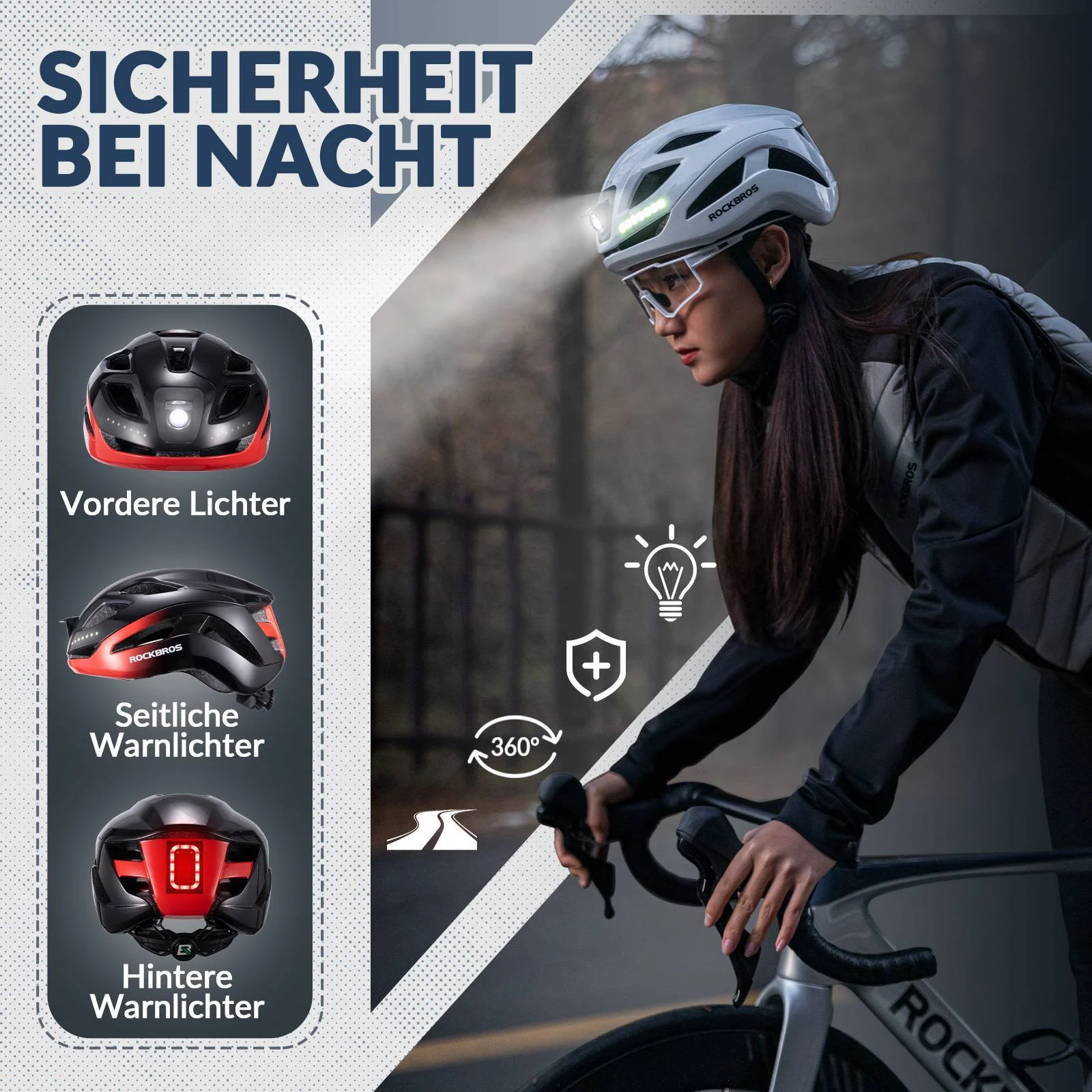 ROCKBROS Bicycle Helmet with Light  with USB 1800  a3ff786a1001
