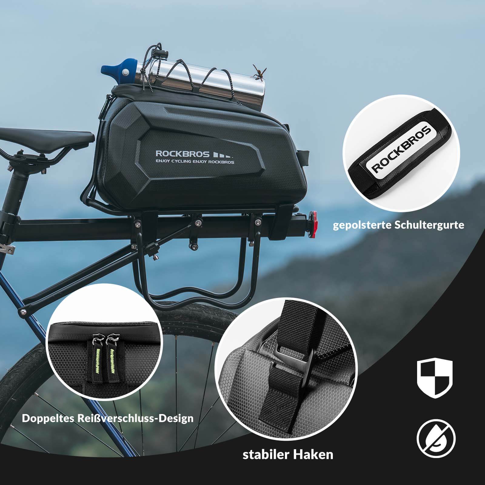 ROCKBROS Bicycle Pannier Bag Waterproof 9L with Ra 75571bf1753e