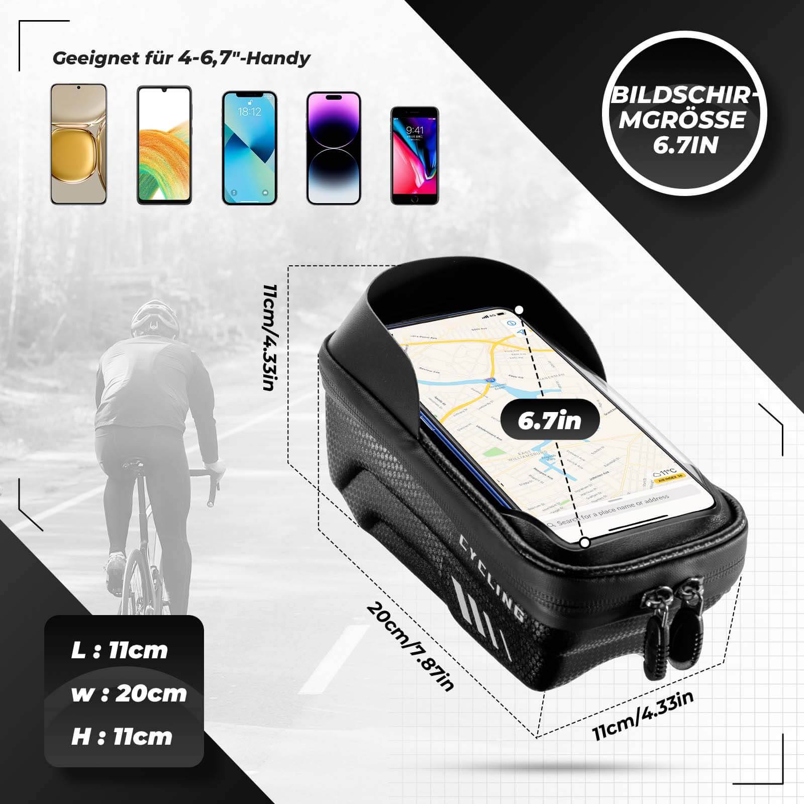 ROCKBROS Bicycle Phone Bag Mobile Phone Holder wit 4e67104cd829