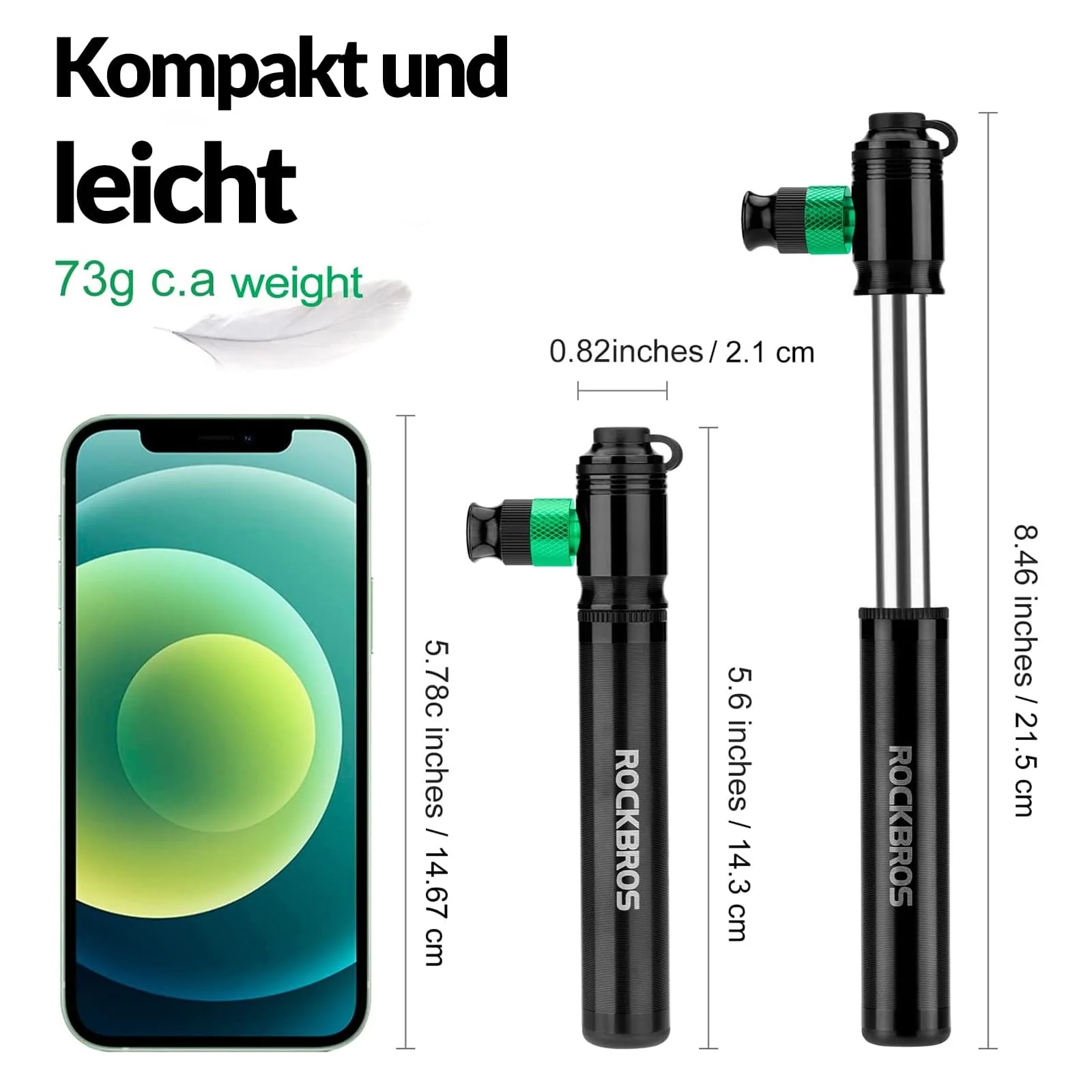 ROCKBROS CO2 Fahrradpumpe 110 PSI Aluminium Minipu 16201db6d665