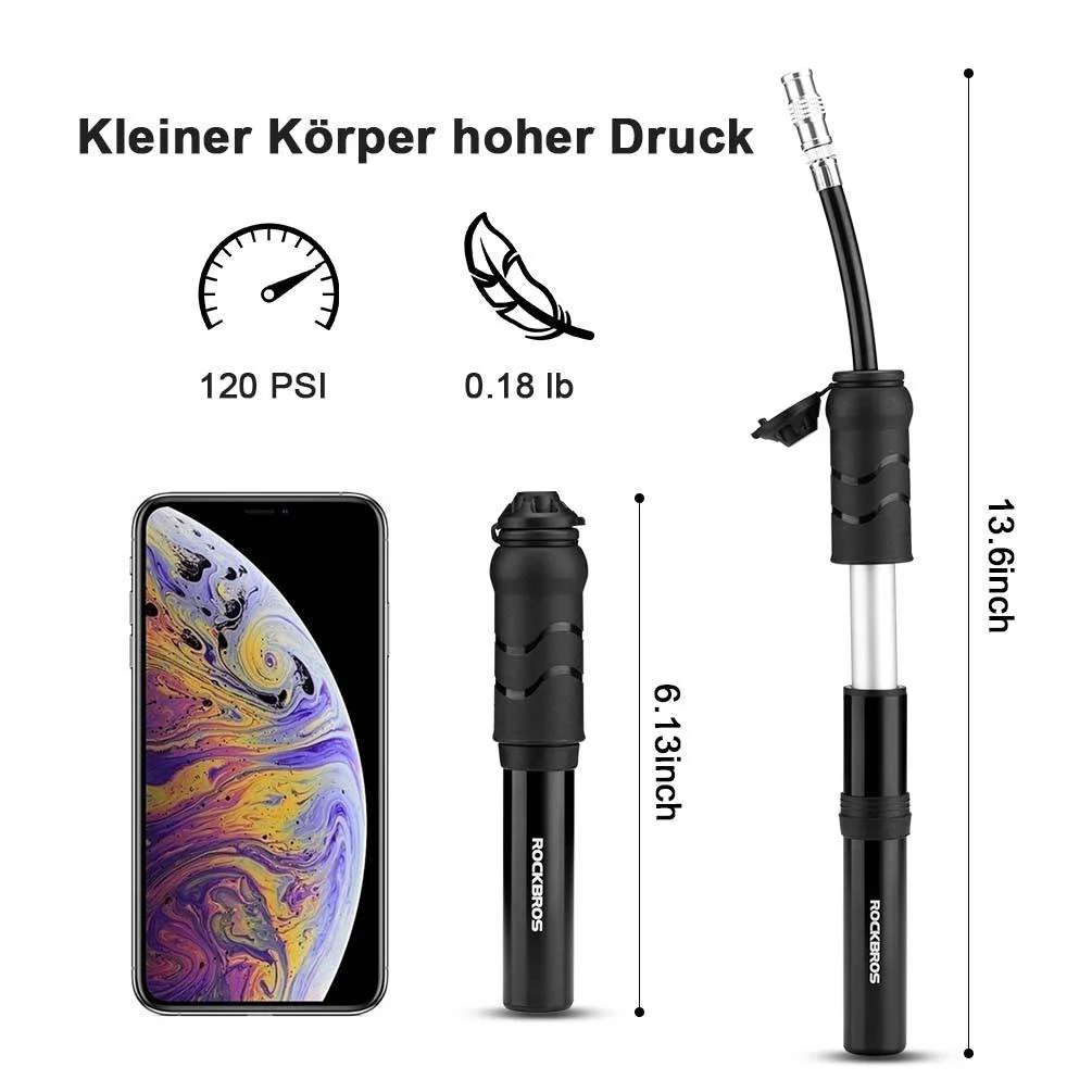 ROCKBROS Fahrrad Minipumpe 100 PSI Luftpumpe Prest 8640b02b4039