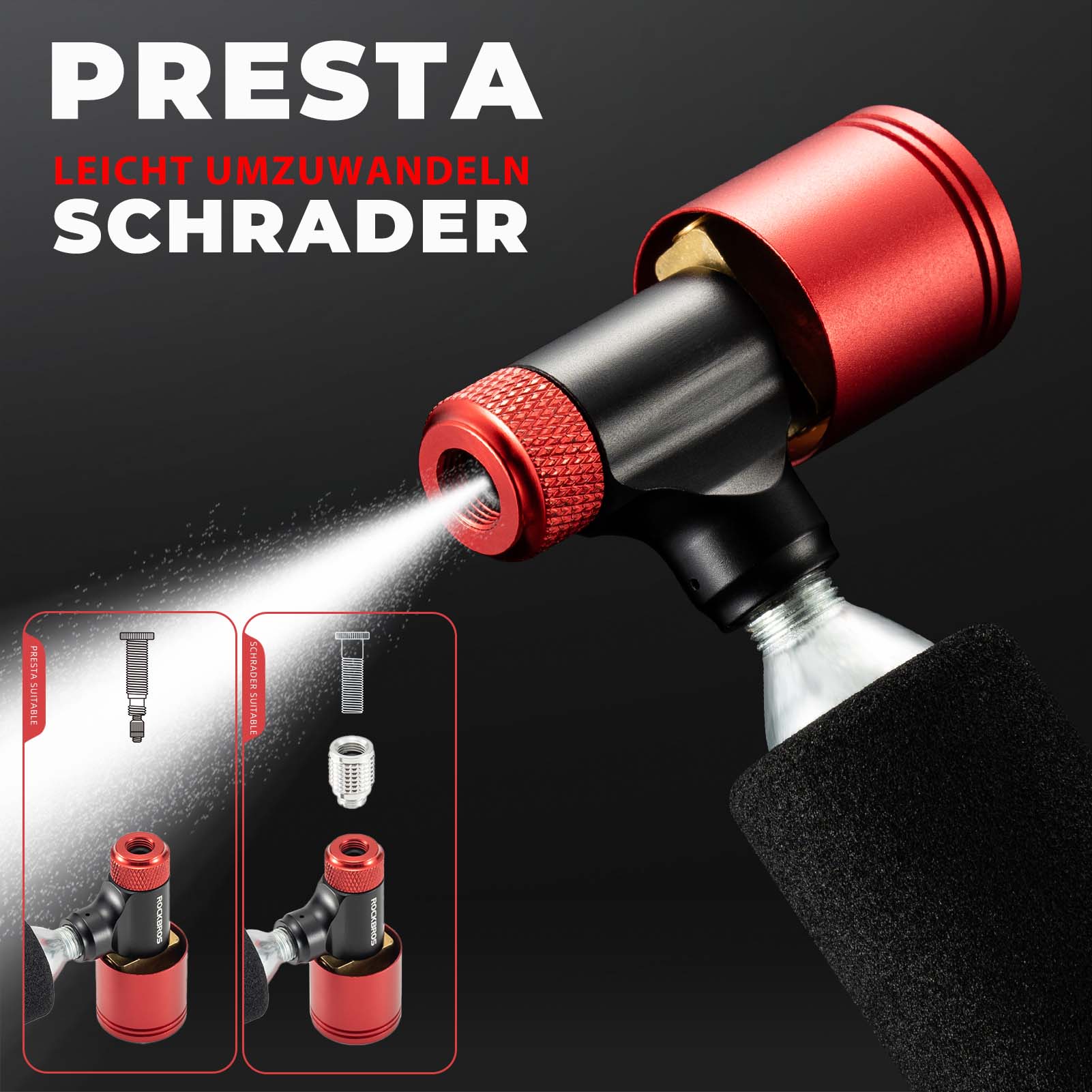 ROCKBROS Fahrradpumpe CO2 Kartuschenpumpe Minipump 527506695727