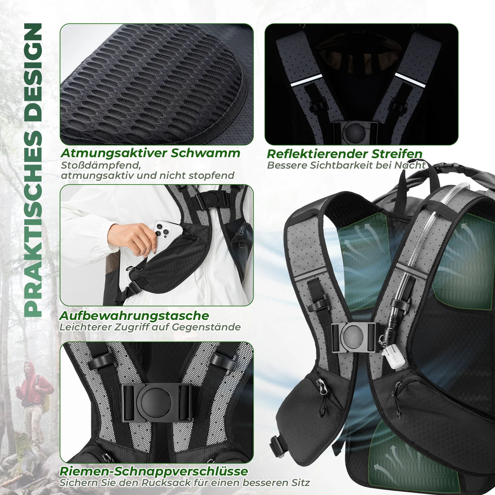 ROCKBROS Hiking Backpack Waterproof Split 2 in 1 B f96c3d8b22fd