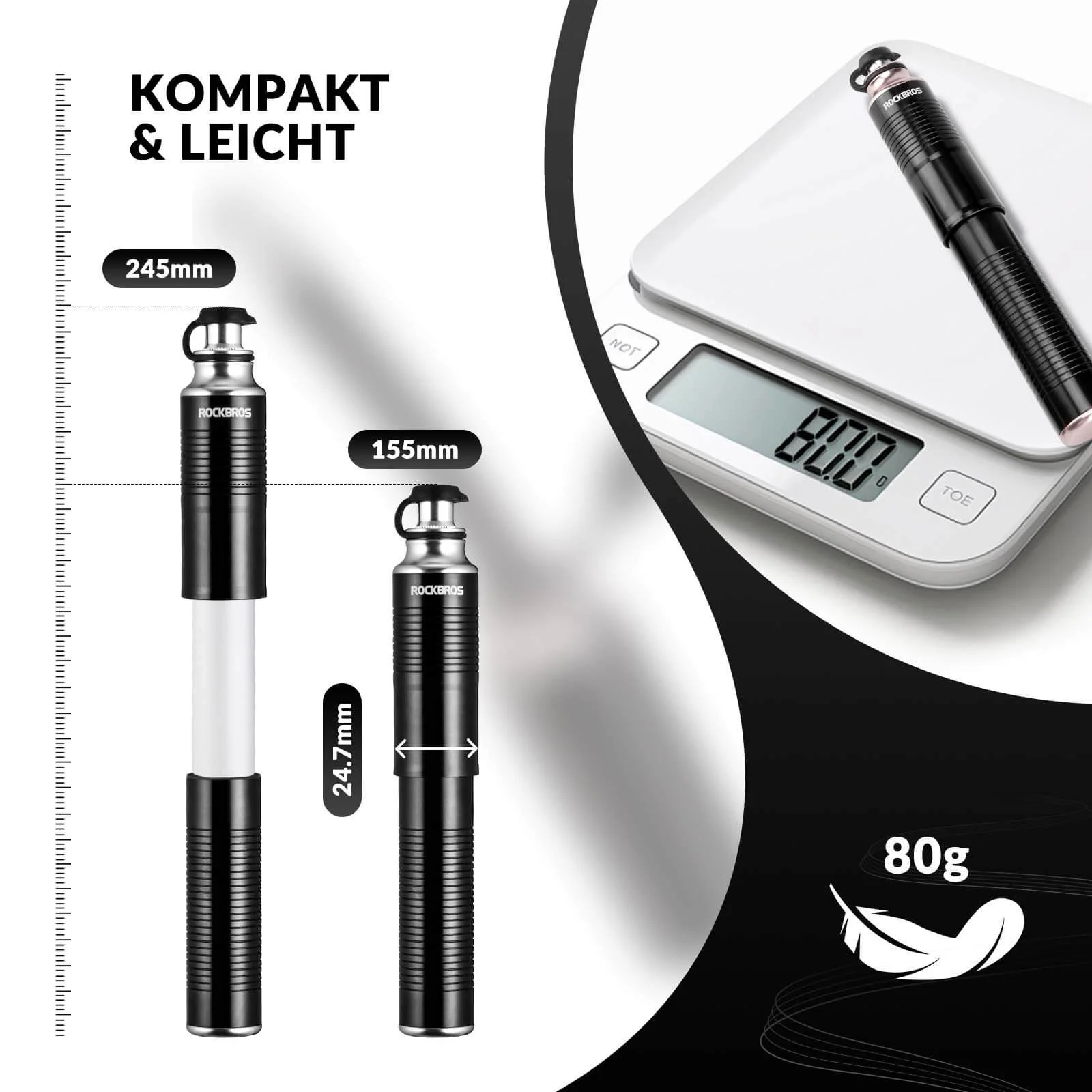 ROCKBROS Luftpumpe Handpumpe Schrader   Presta Ven ac758502ef61