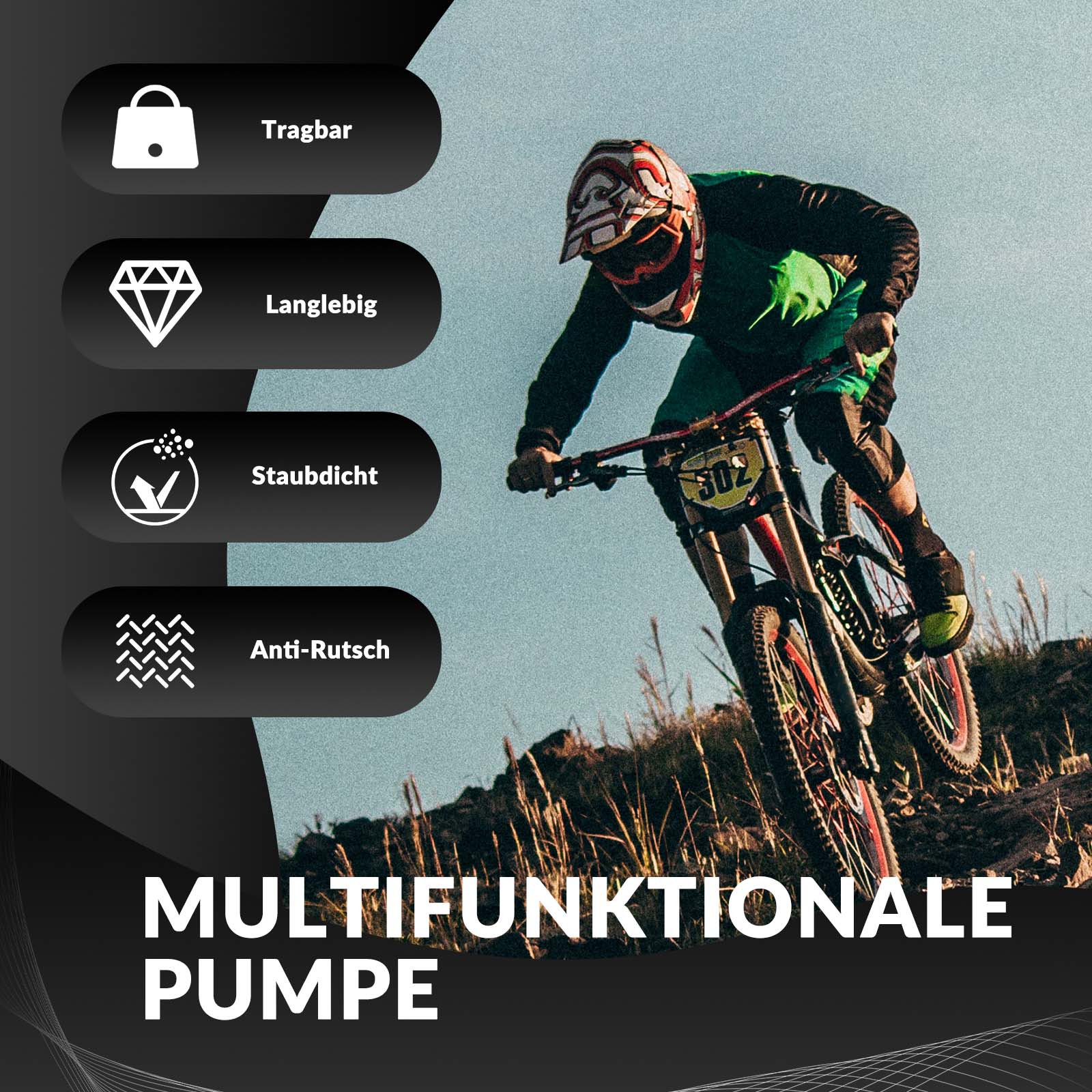 ROCKBROS Luftpumpe Handpumpe Schrader   Presta Ven d3c509ee03a1