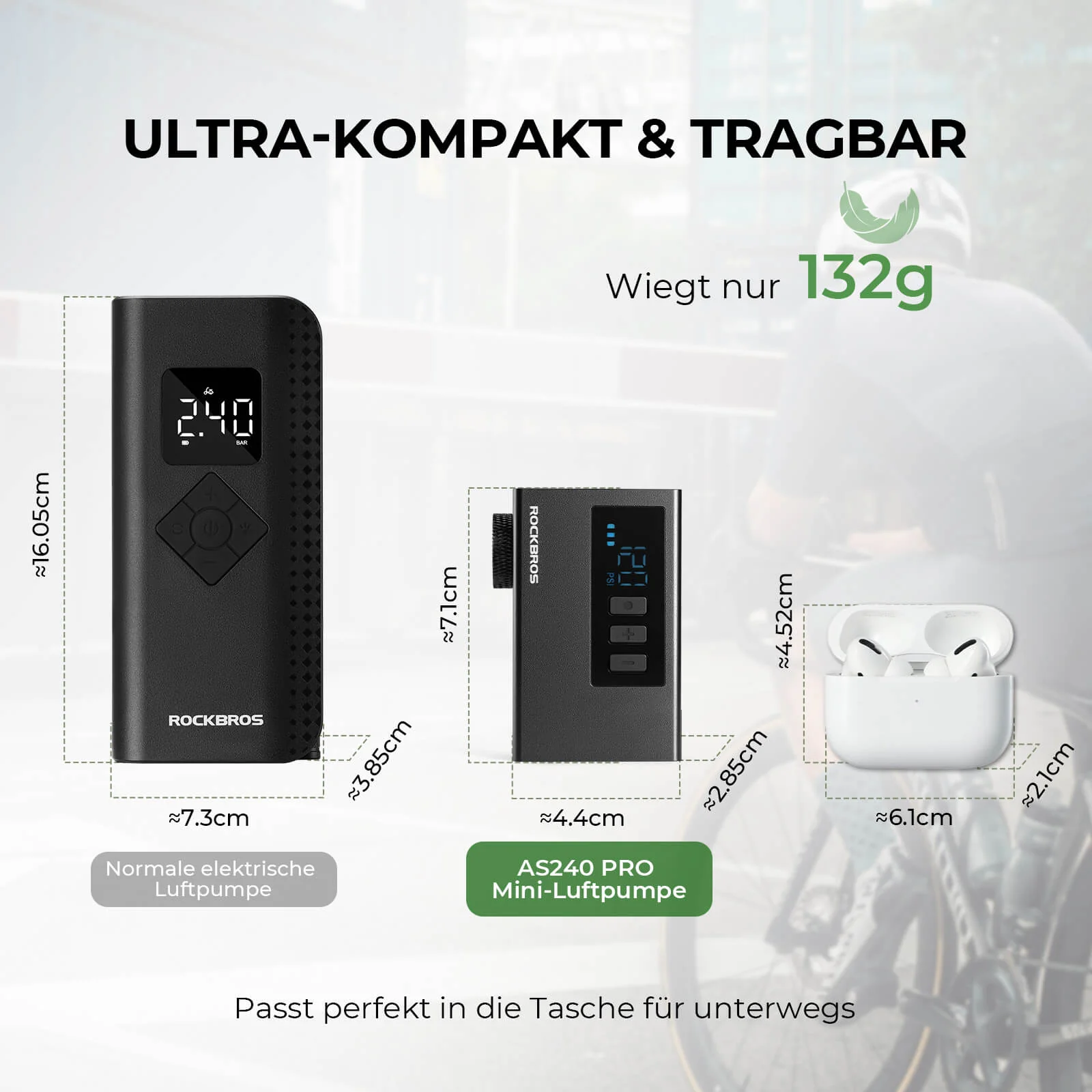 ROCKBROS MINI Elektrische Fahrradpumpe Tragbar AS2 5348ba469776