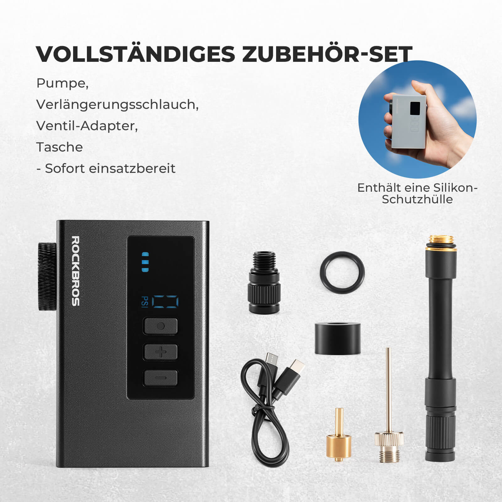 ROCKBROS MINI Elektrische Fahrradpumpe Tragbar AS2 97fabb578582