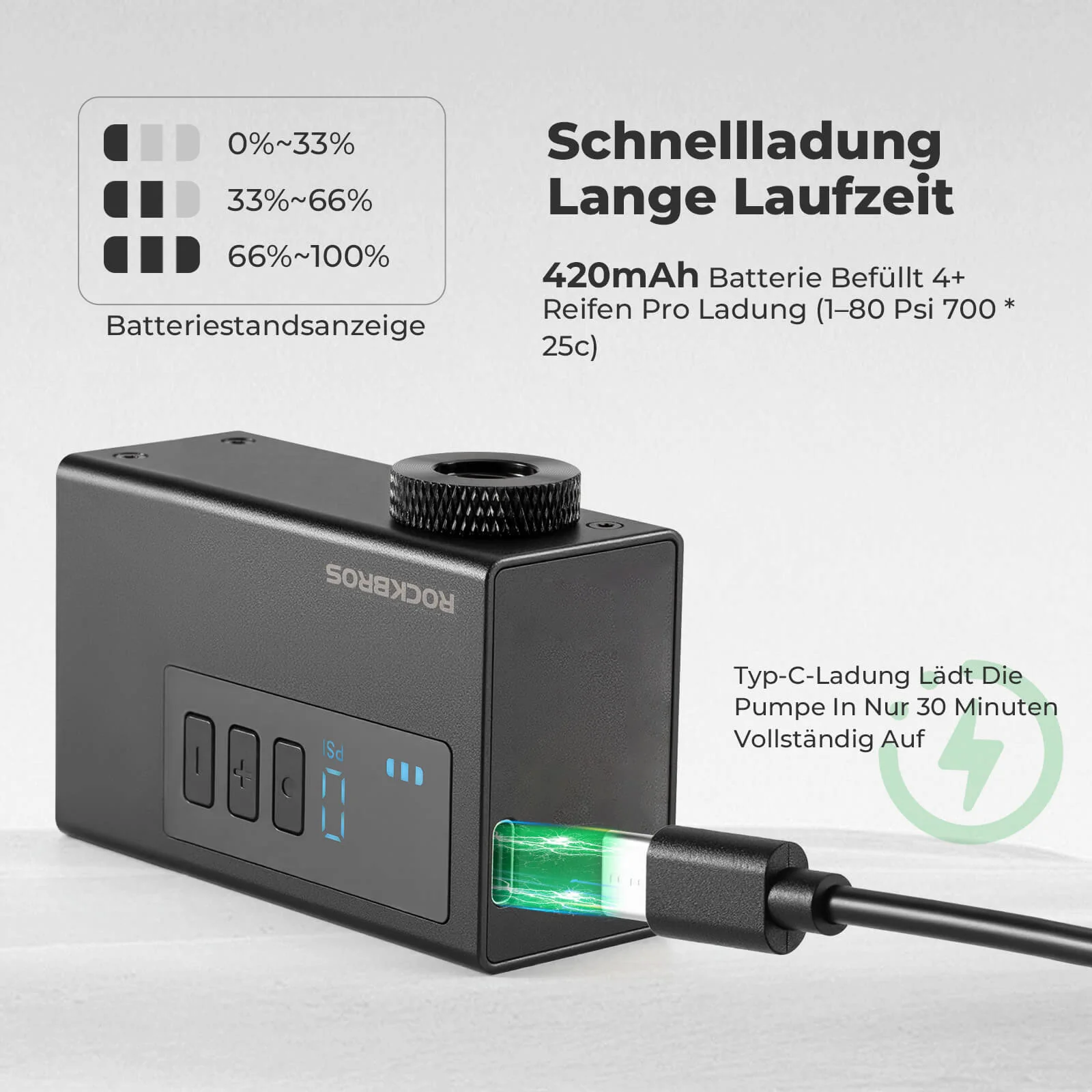 ROCKBROS MINI Elektrische Fahrradpumpe Tragbar AS2 cd348aa2a1eb