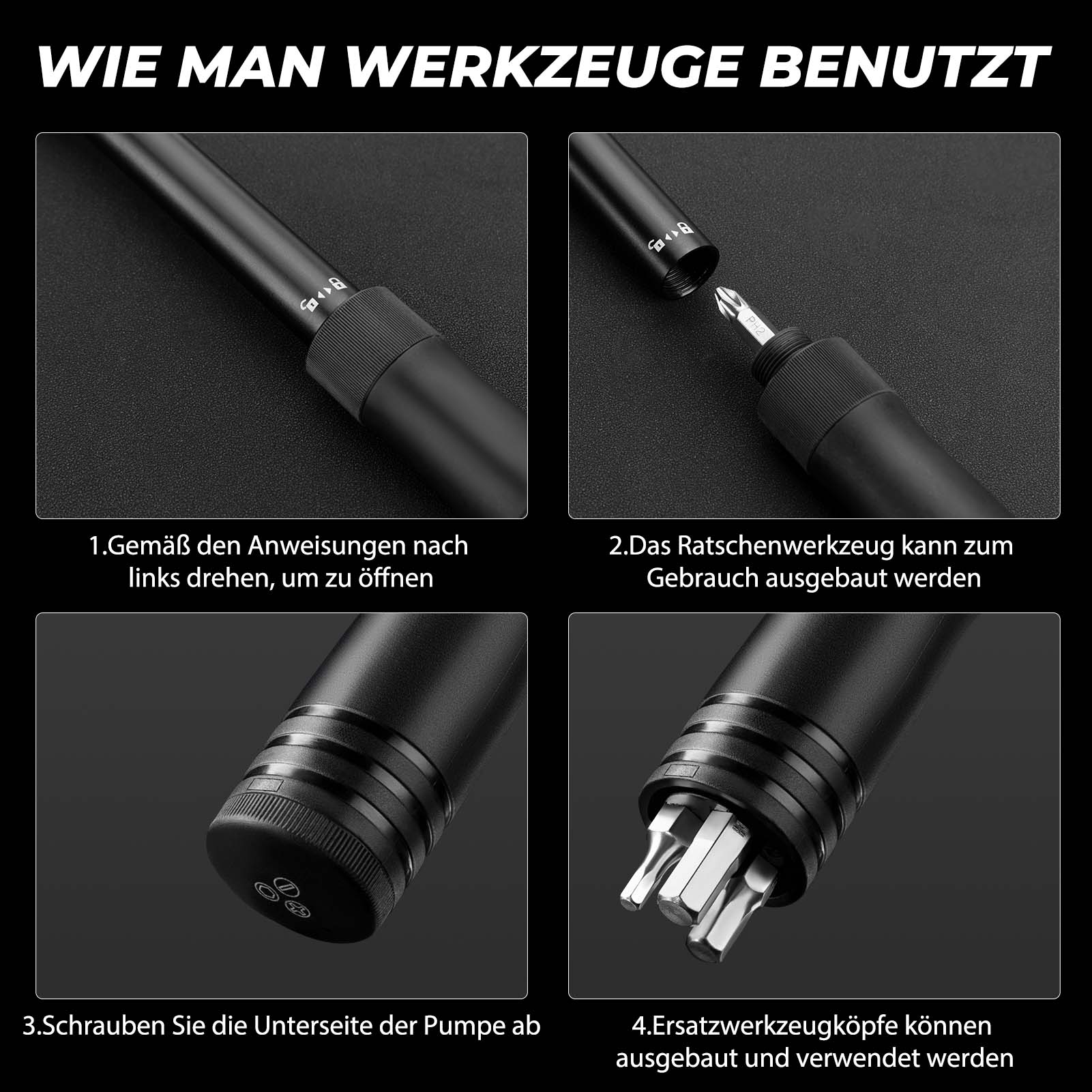 ROCKBROS Mini Fahrrad Luftpumpe mit Ratschenschlüs 5b4c301992c7